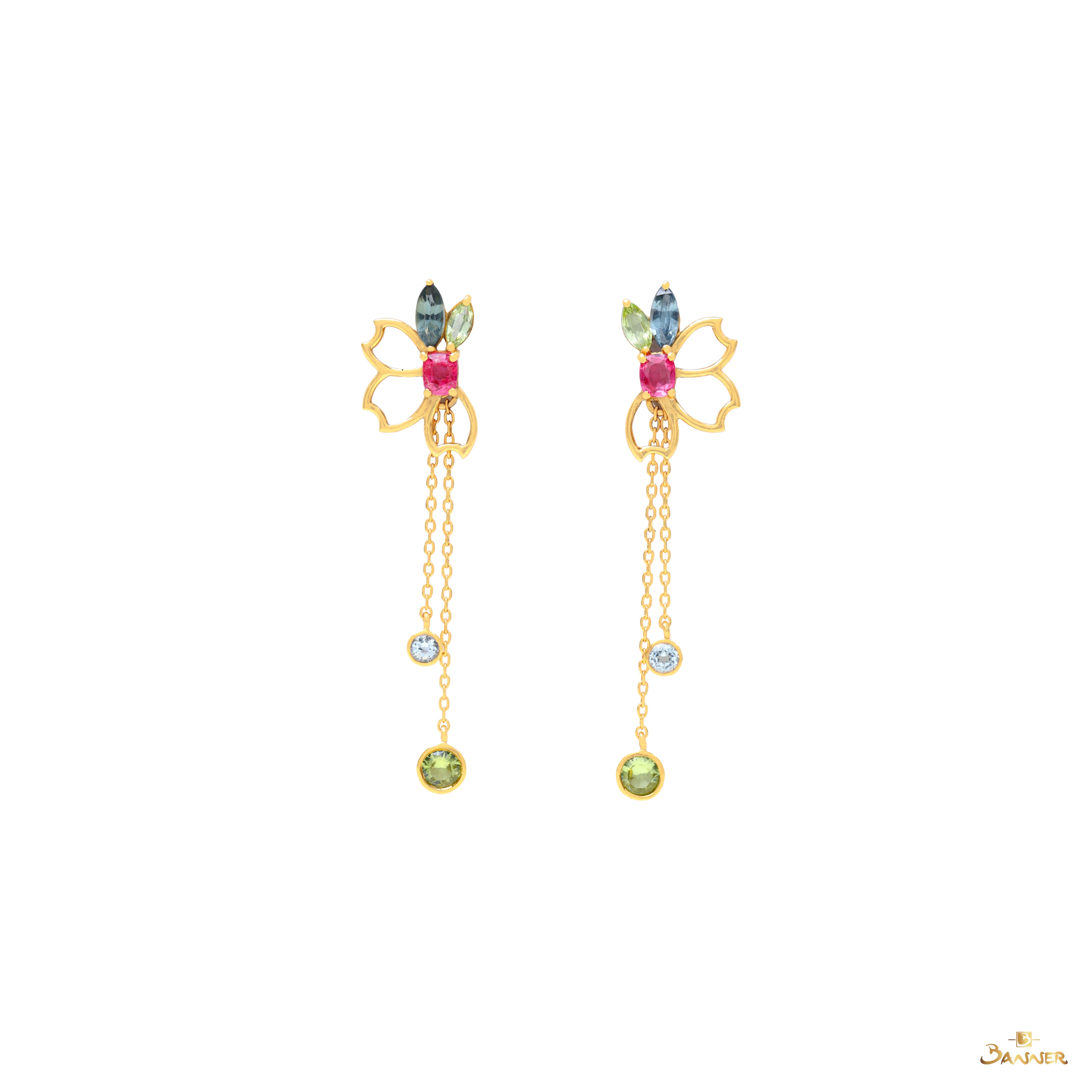 Multi-color Spinel Sakura Earrings