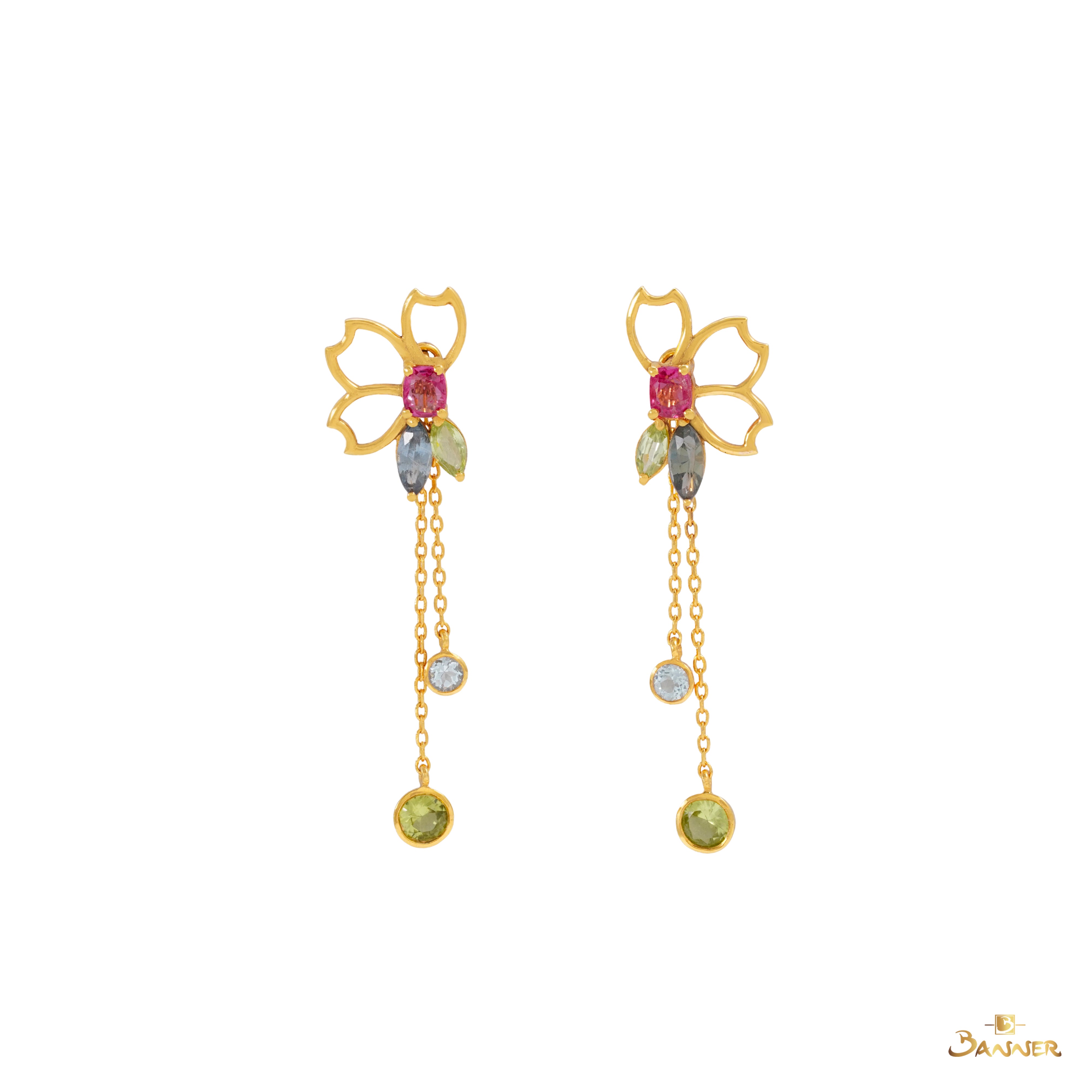 Multi-color Spinel Sakura Earrings