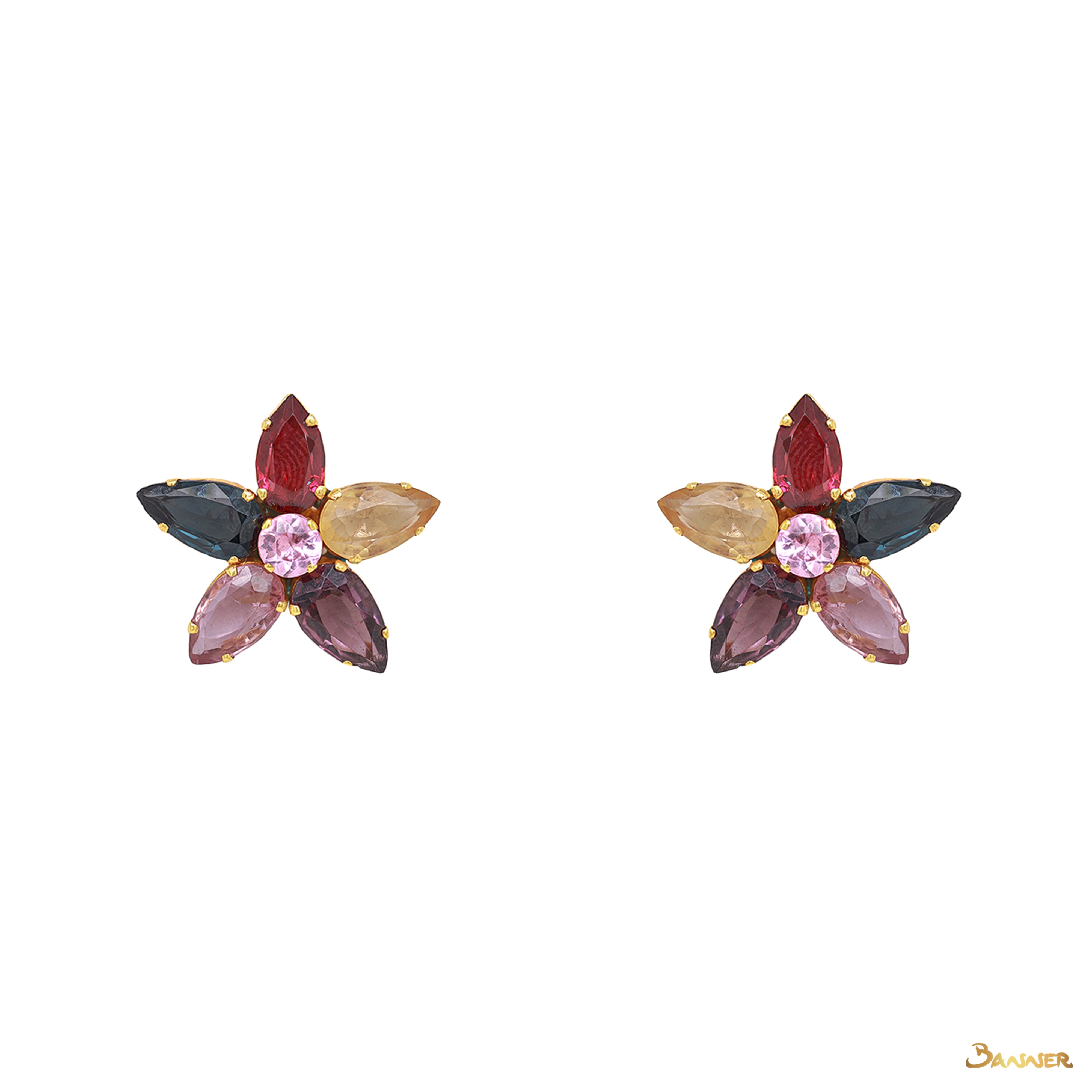 Multi-Colored Star Stud Earrings