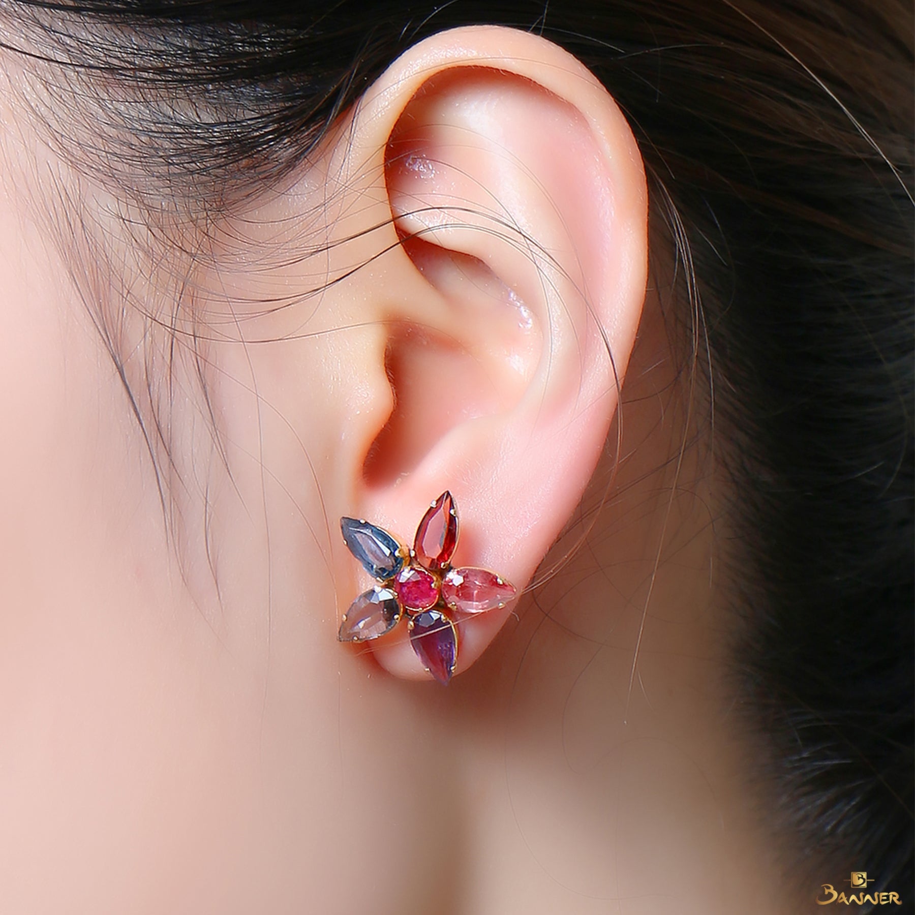 Multi-Colored Star Stud Earrings