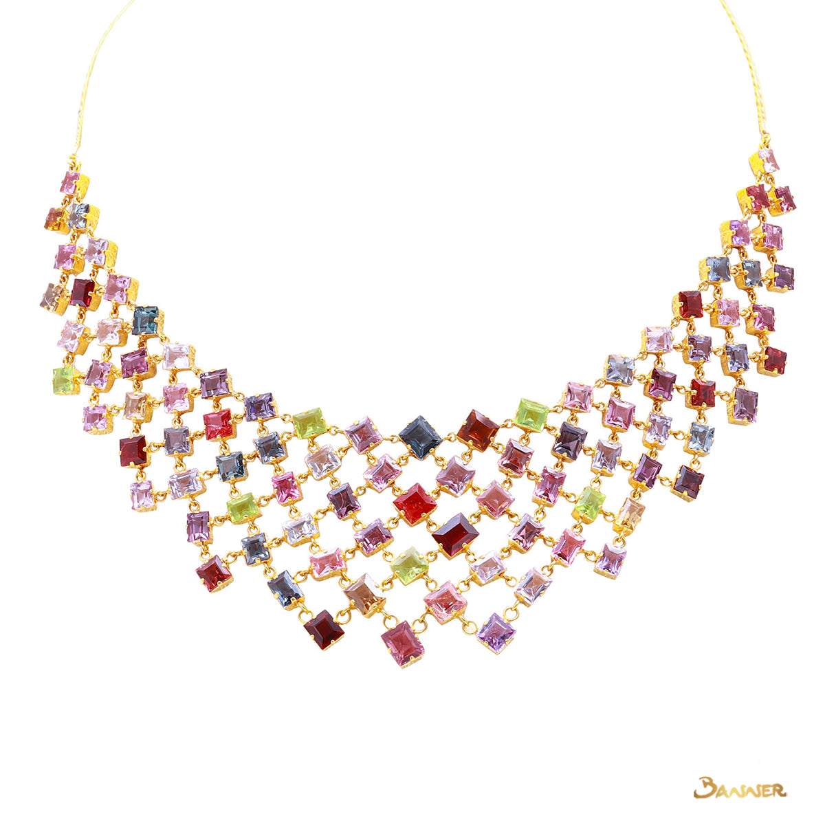 Emerald-cut Multi-Colored Spinel Necklace