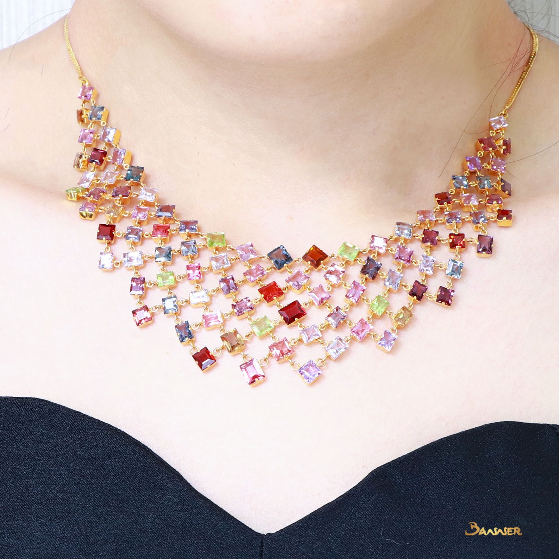 Emerald-cut Multi-Colored Spinel Necklace