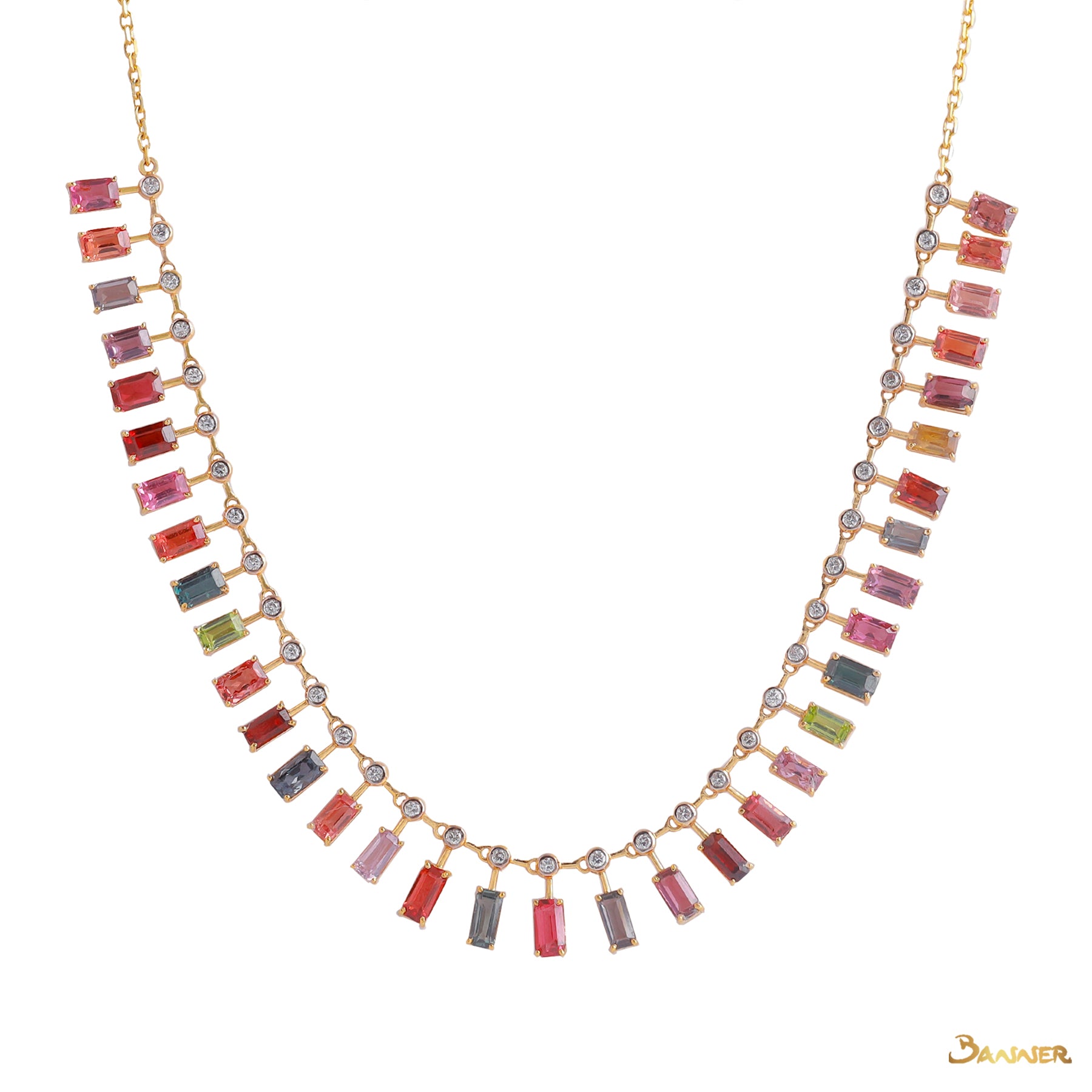 Multi-colored Spinel and Diamond Necklace