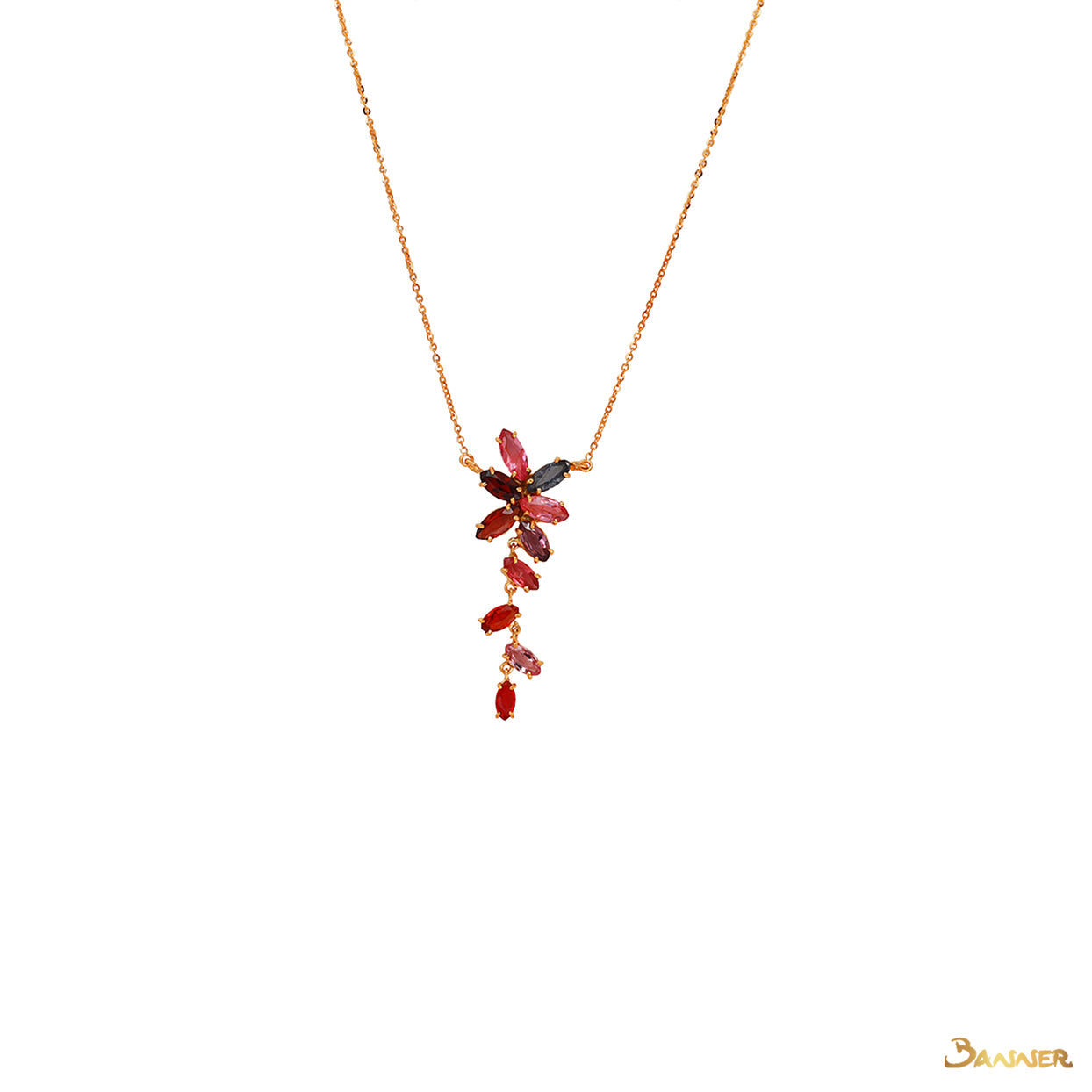 Spinel Marquise Leaf Shape Dangle Necklace