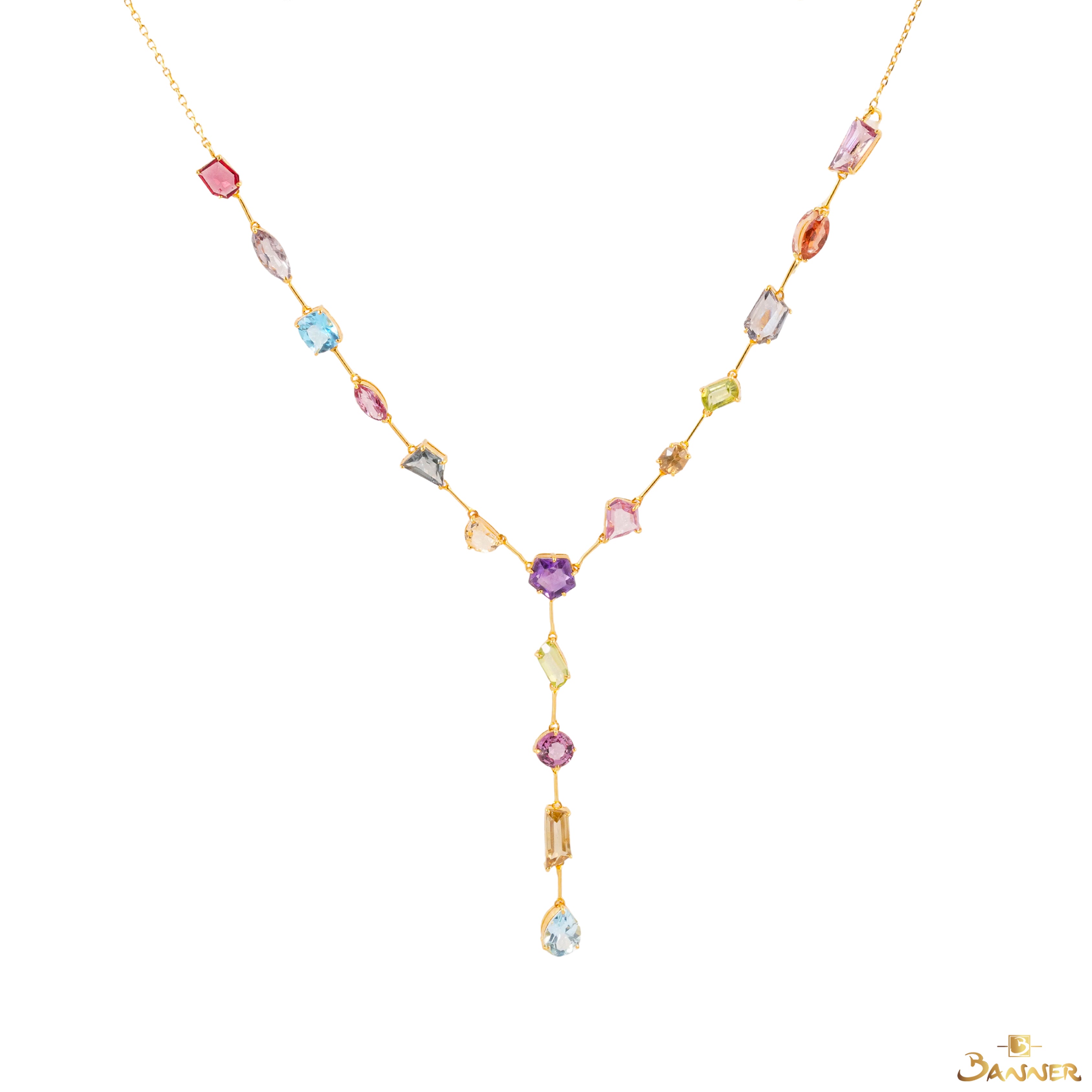 Multi-Colored Spinel Lariat Necklace