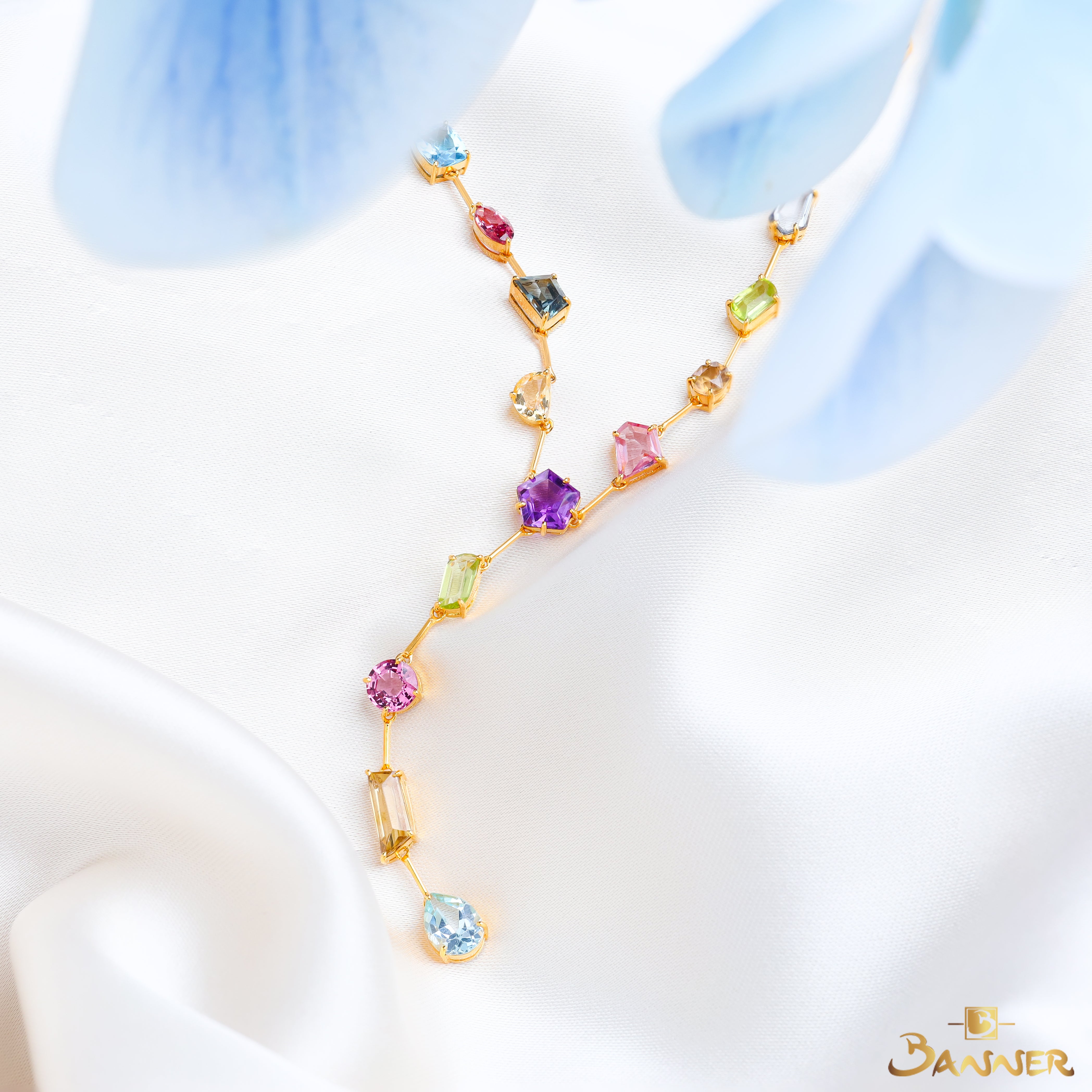 Multi-Colored Spinel Lariat Necklace