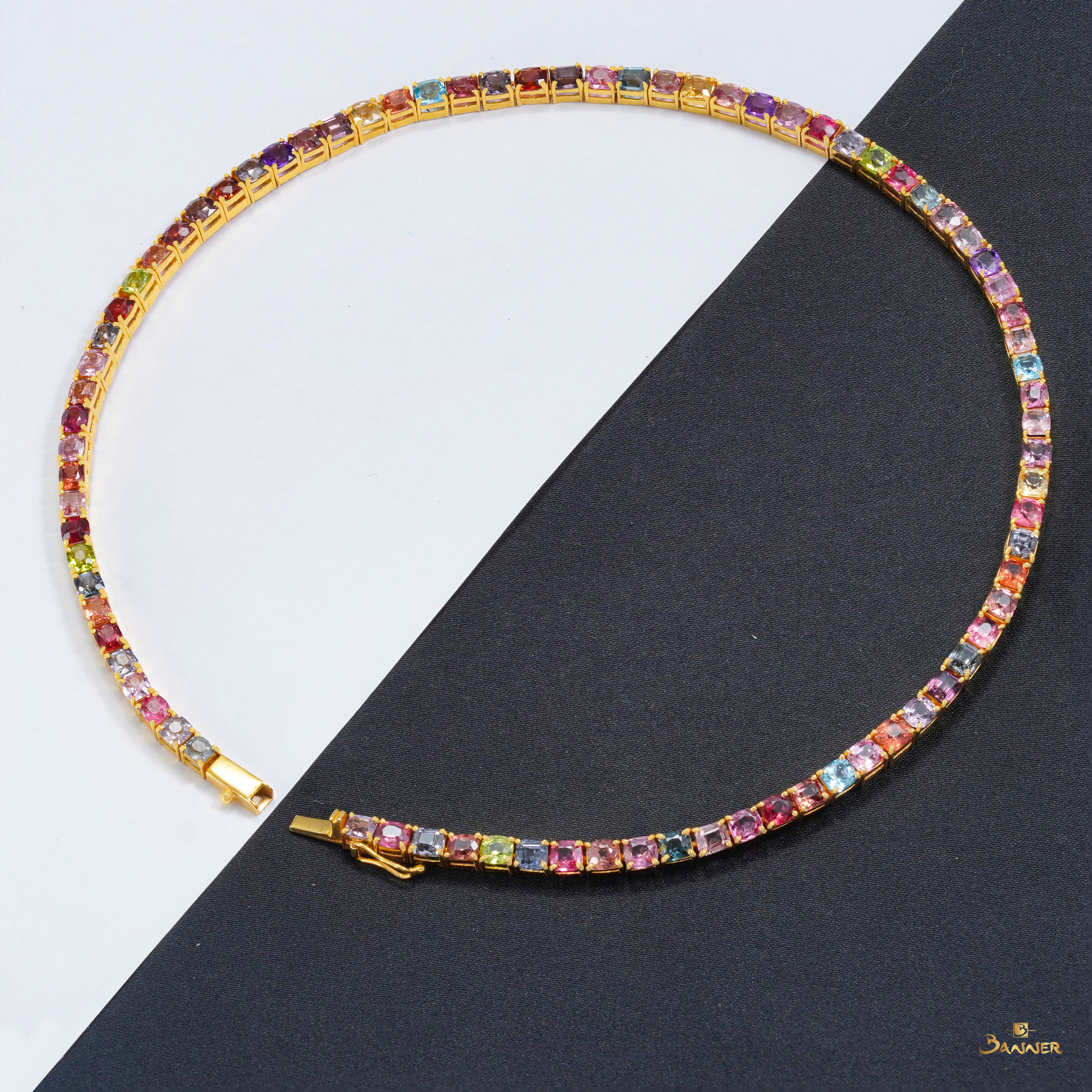 Multi-color Spinel Aurora Tennis Necklace