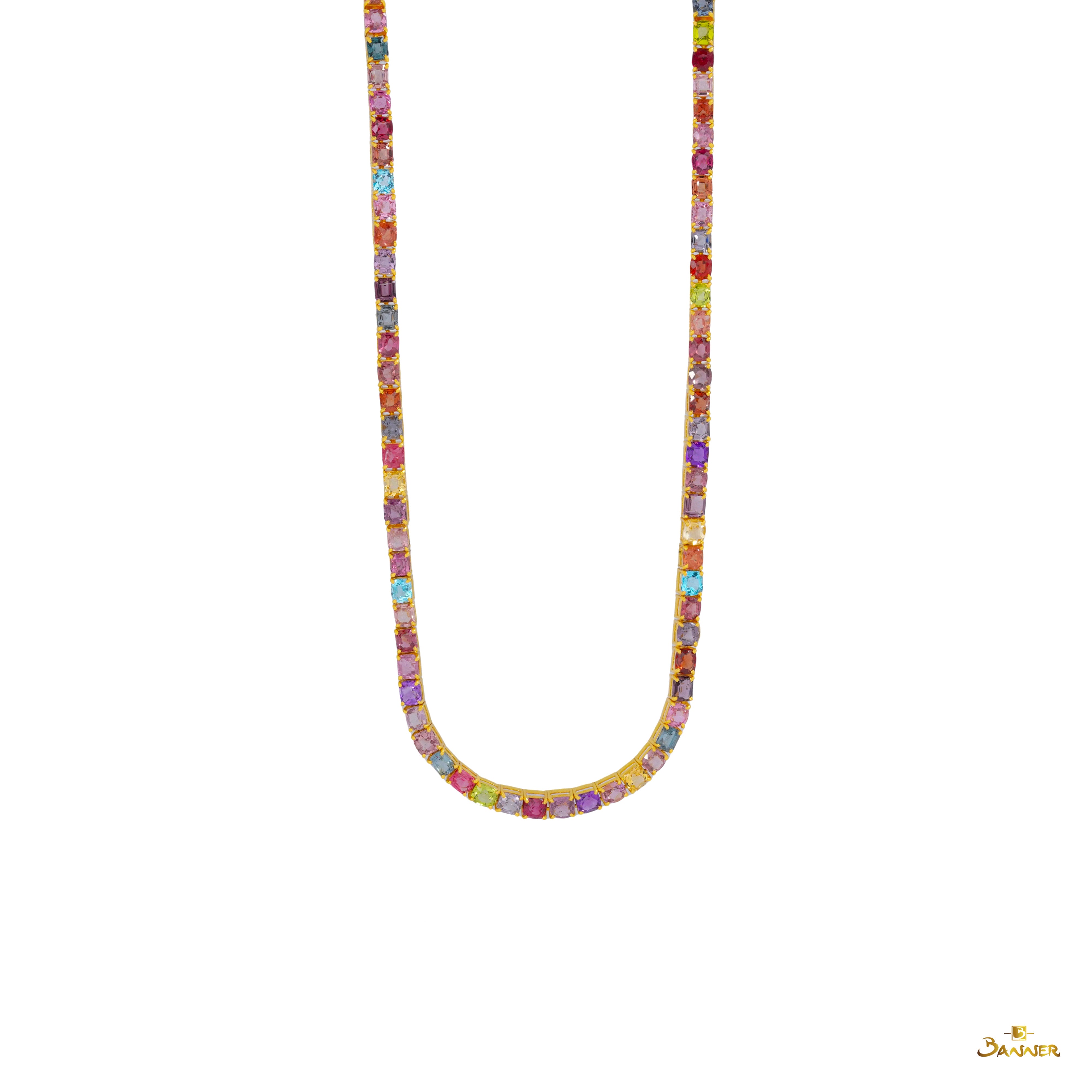 Multi-color Spinel Aurora Tennis Necklace