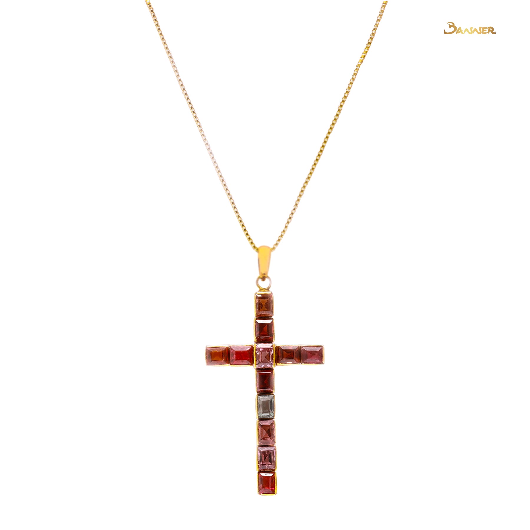 Multi-Colored Spinel Cross Pendant