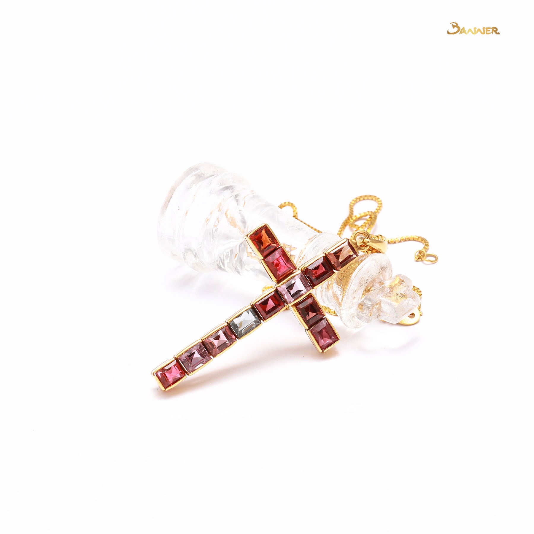 Multi-Colored Spinel Cross Pendant