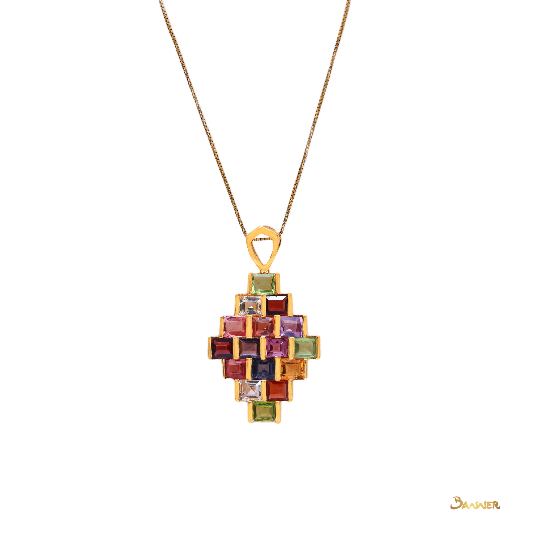 Emerald-cut Multi-Colored Spinel Pendant