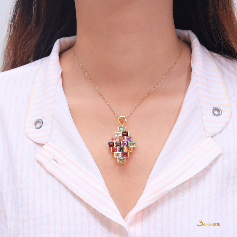 Emerald-cut Multi-Colored Spinel Pendant