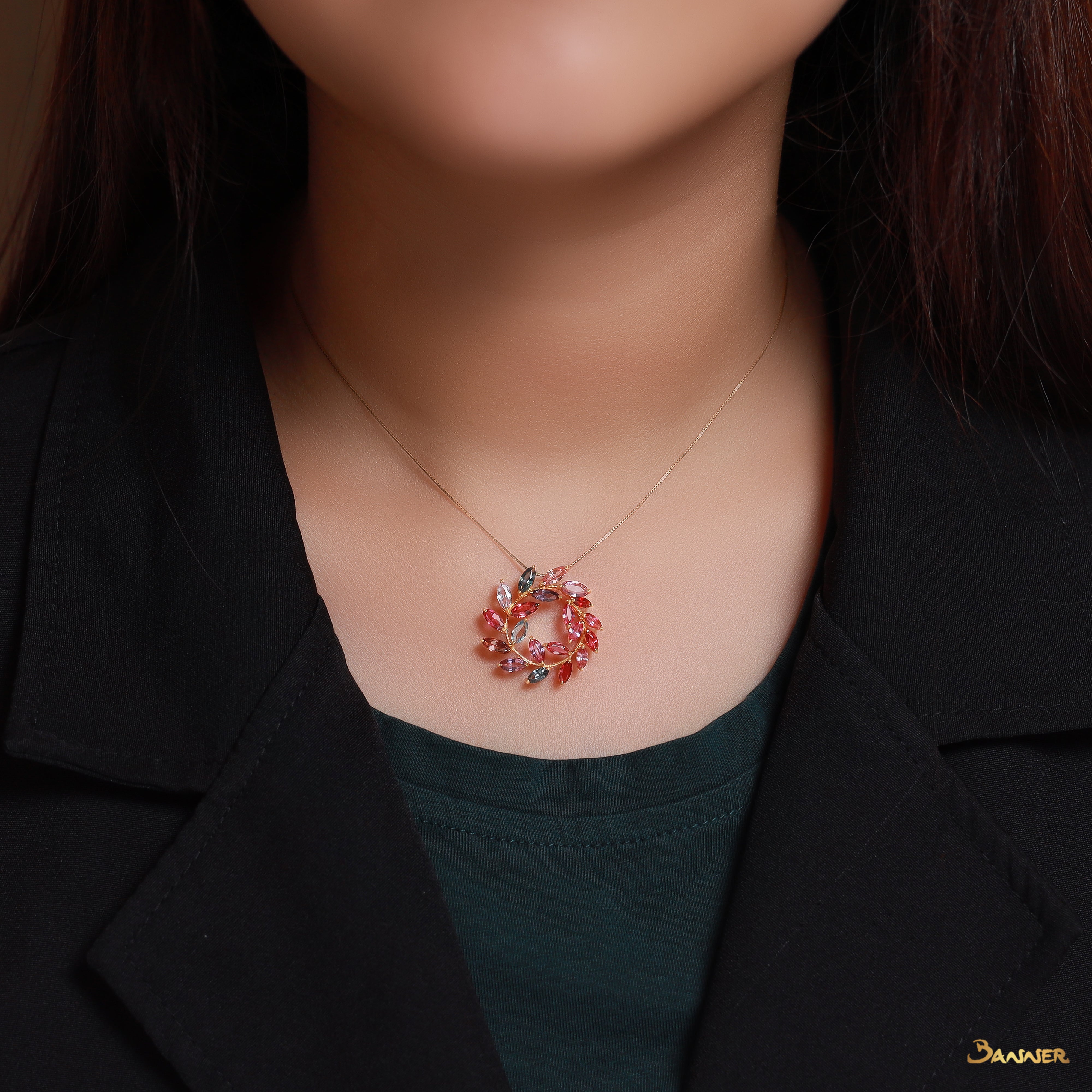 Multi-Colored Spinel Olive Pendant