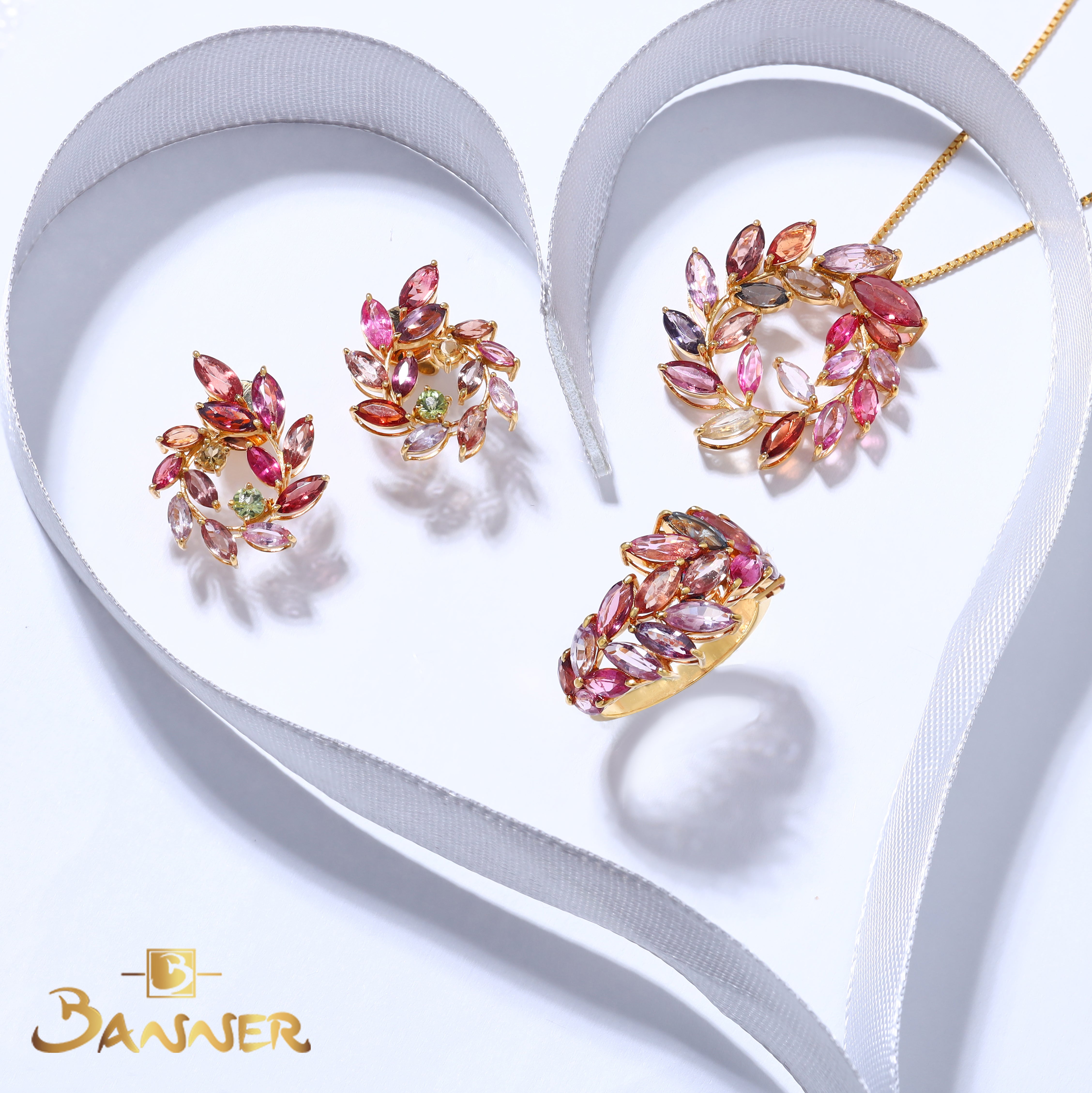 Multi-Colored Spinel Olive Earrings