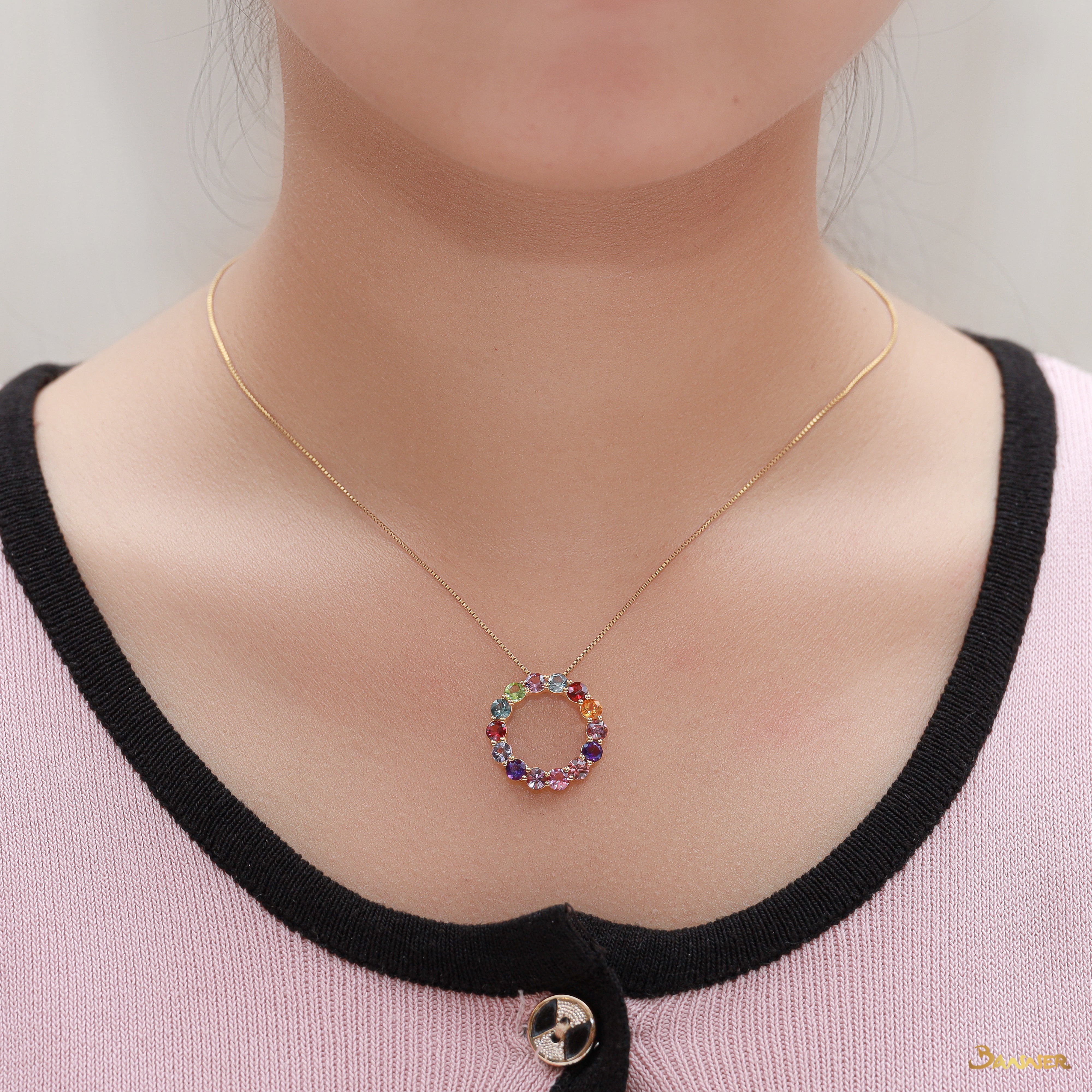 Colorful Spinel Zinnia Pendant