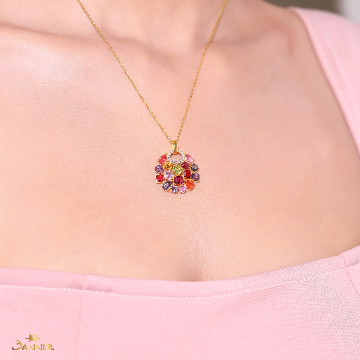 Multi Colored Spinel Eternal Bloom Pendant