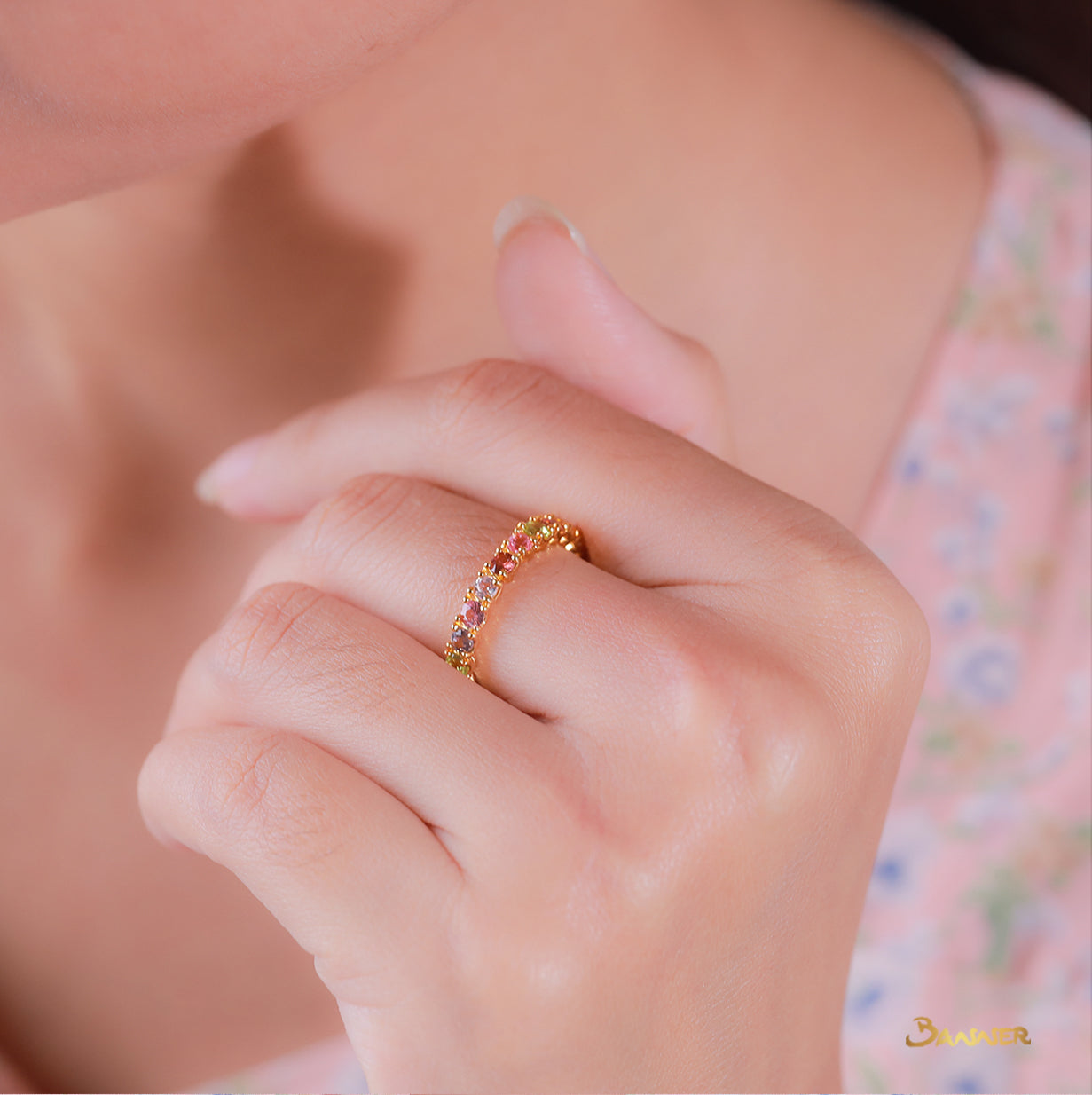 Multi-Colored Spinel Eternity Ring