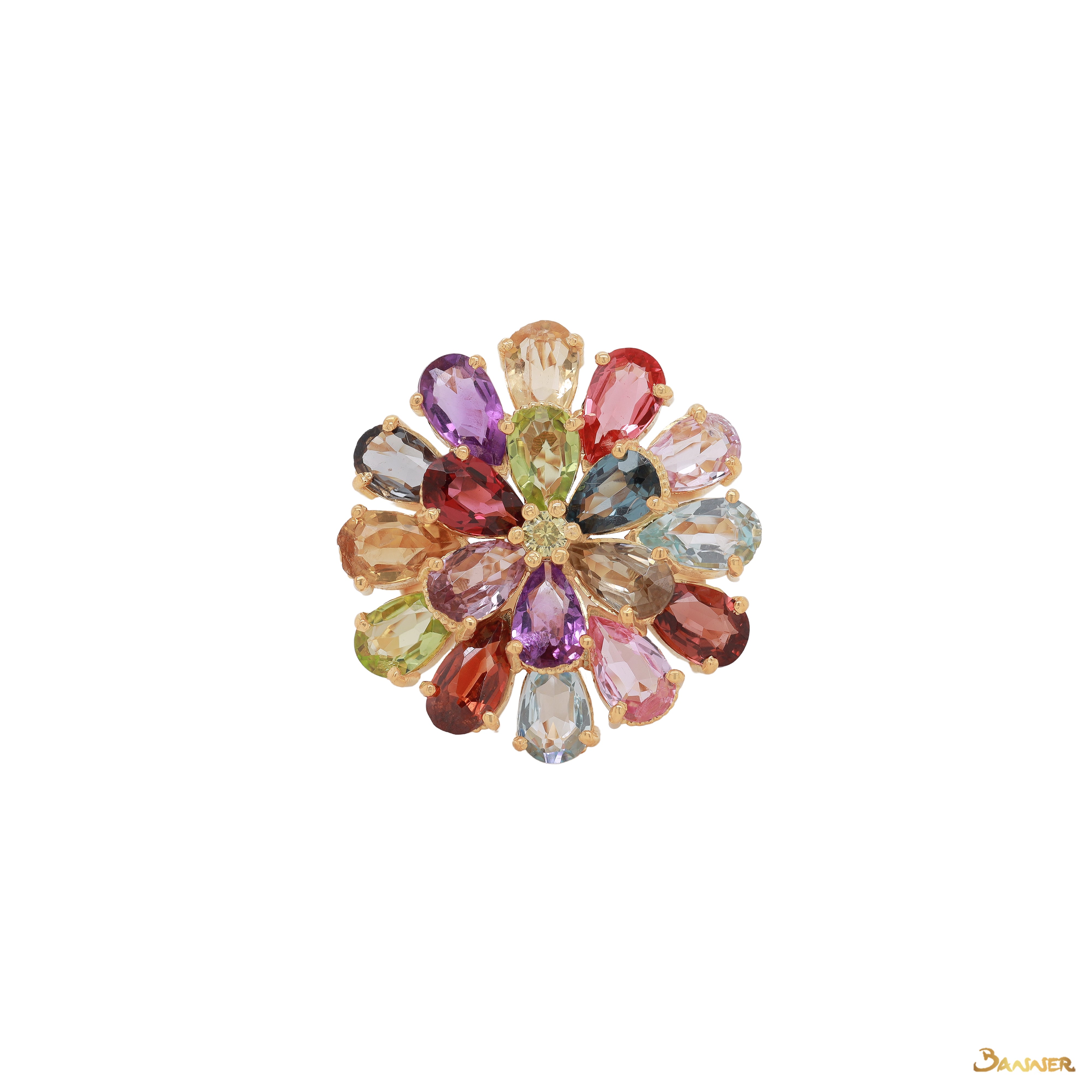 Colorful Spinel Zinnia Ring