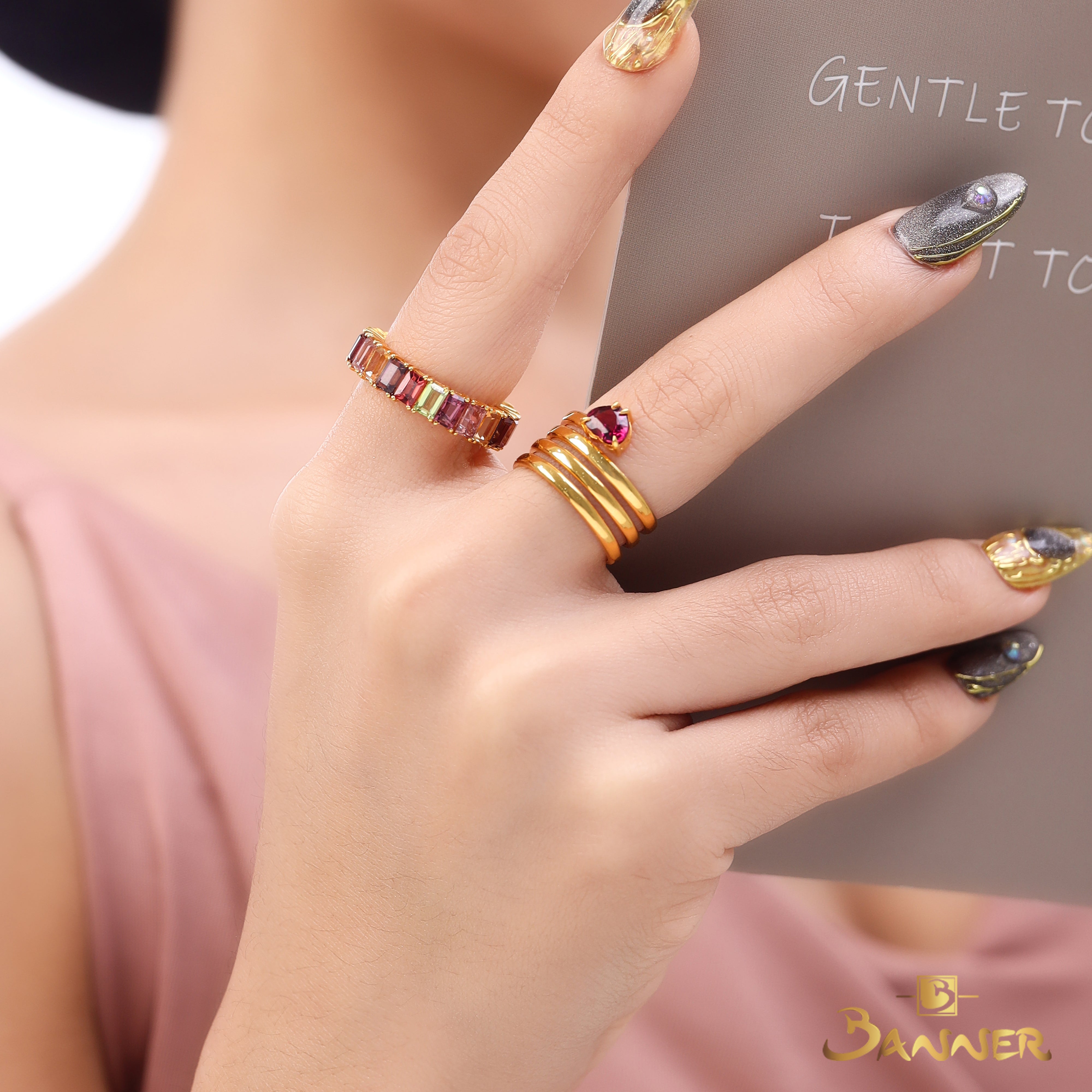 23K Gold Spinel Coil Ring
