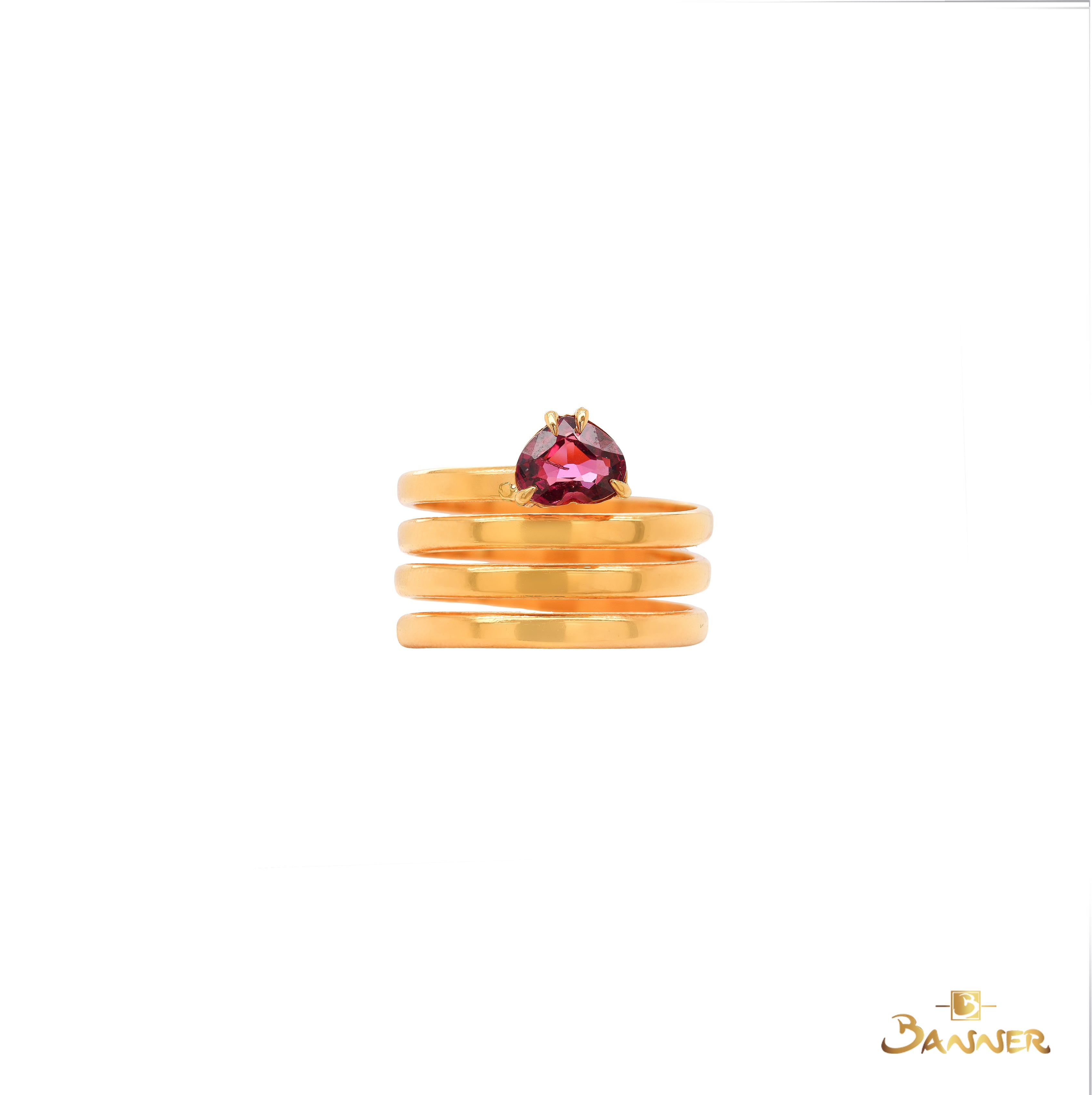 23K Gold Spinel Coil Ring