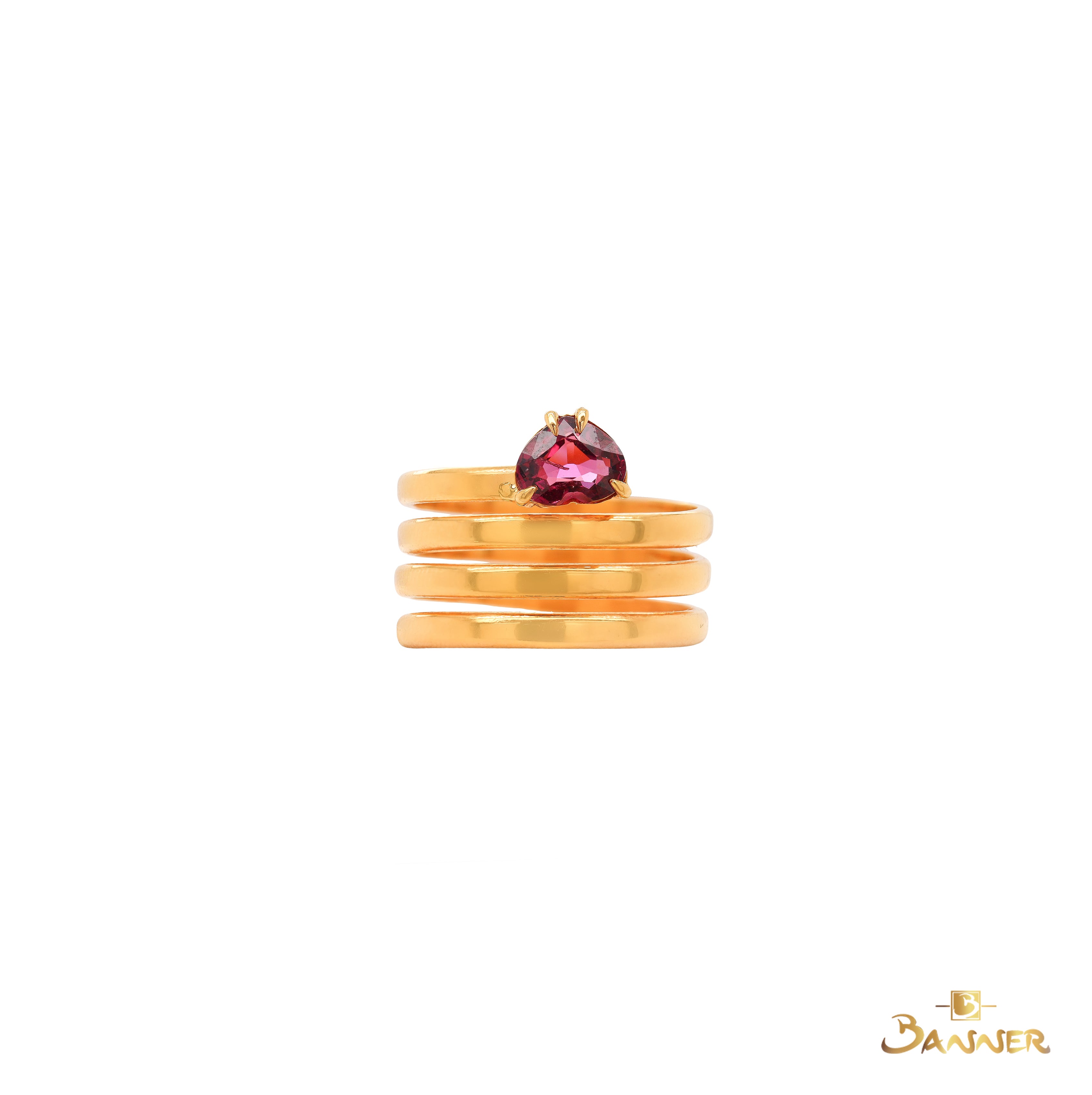 23K Gold Spinel Coil Ring