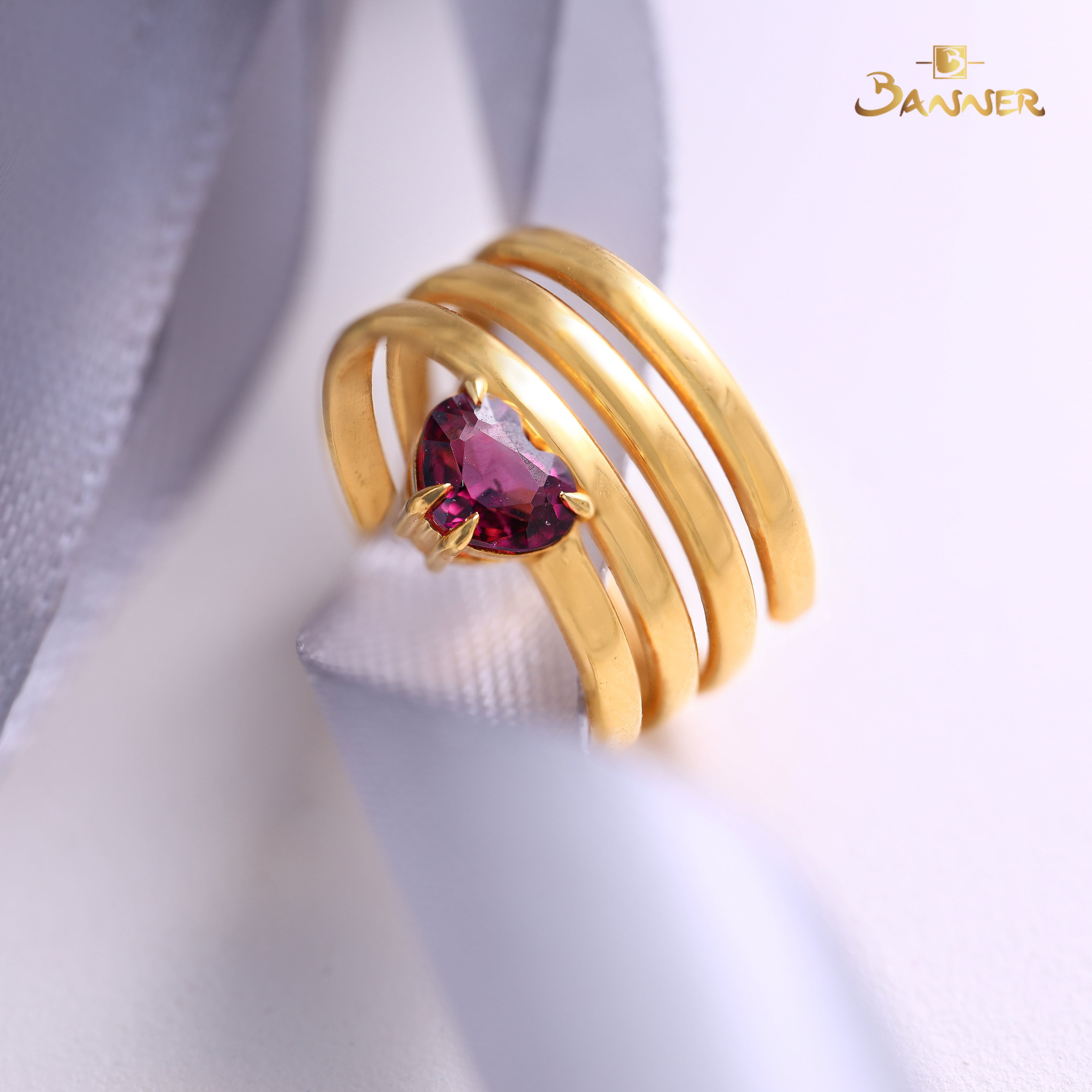 23K Gold Spinel Coil Ring