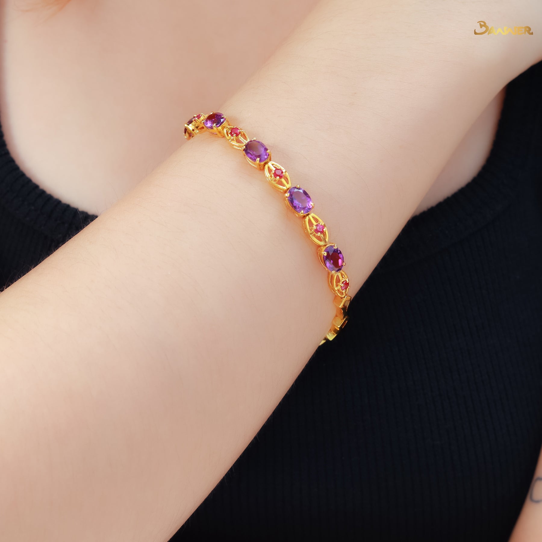 Amethyst and Ruby Bracelet