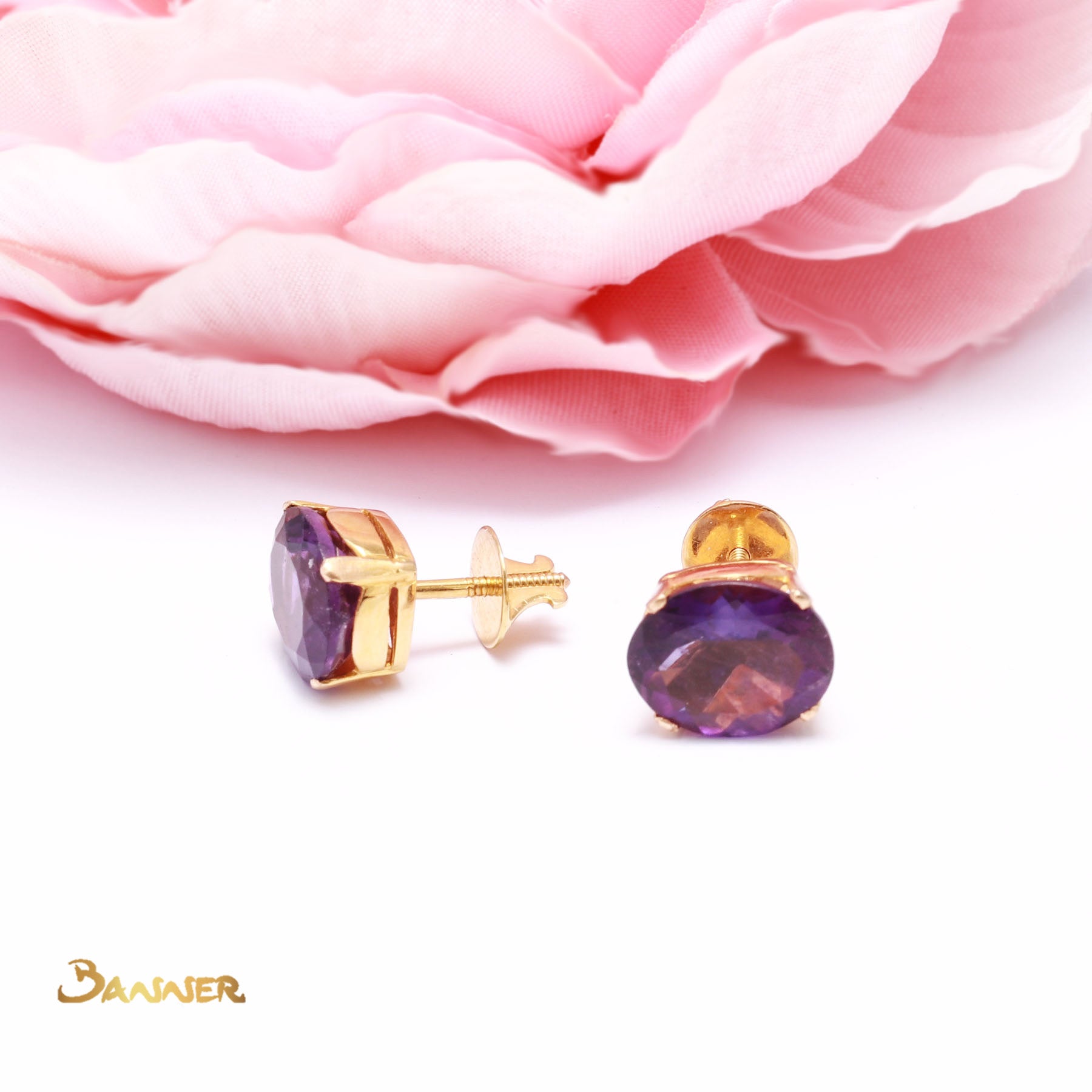 Round-cut Amethyst Stud Earrings