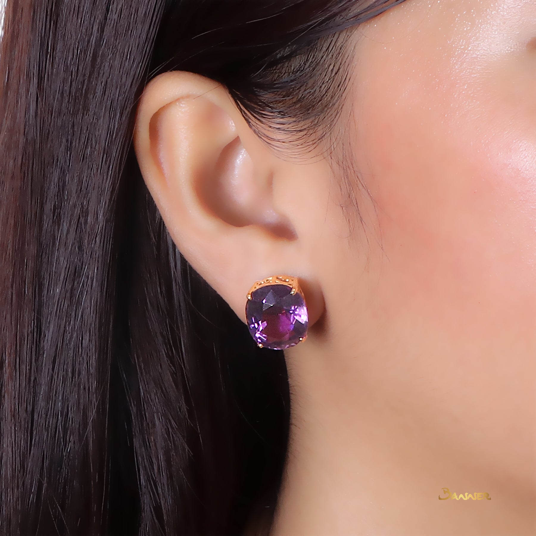 Amethyst Oval Solitaire Earrings