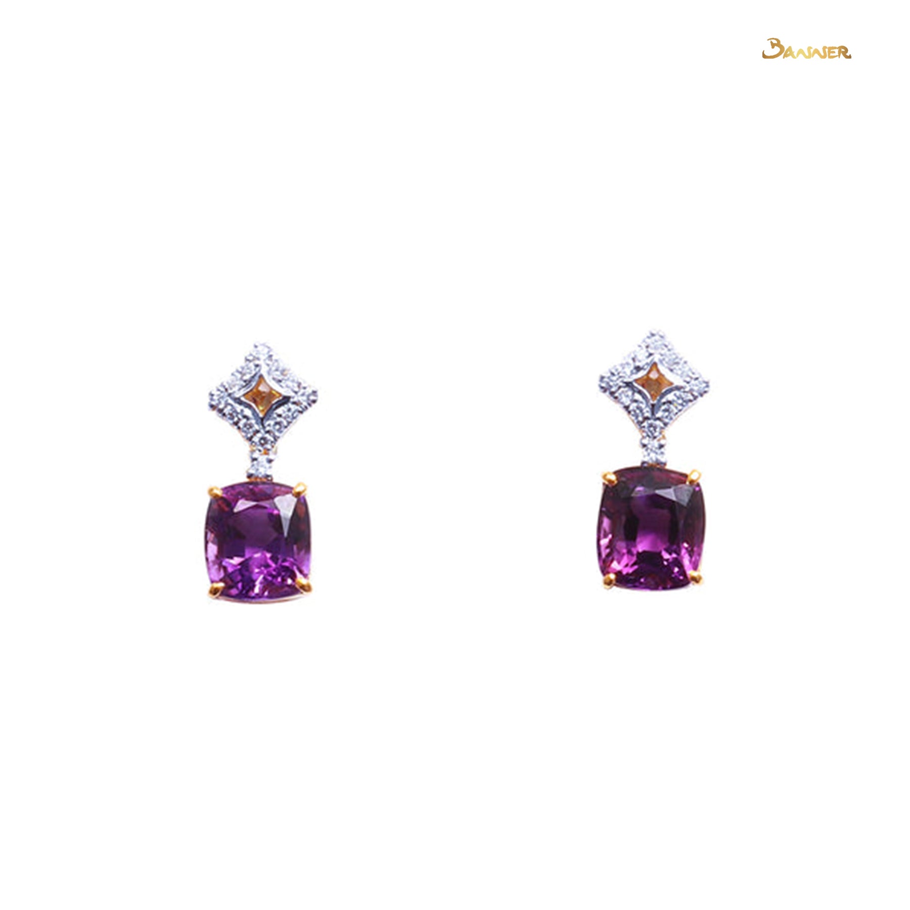 Amethyst and Diamond Floral Earrings