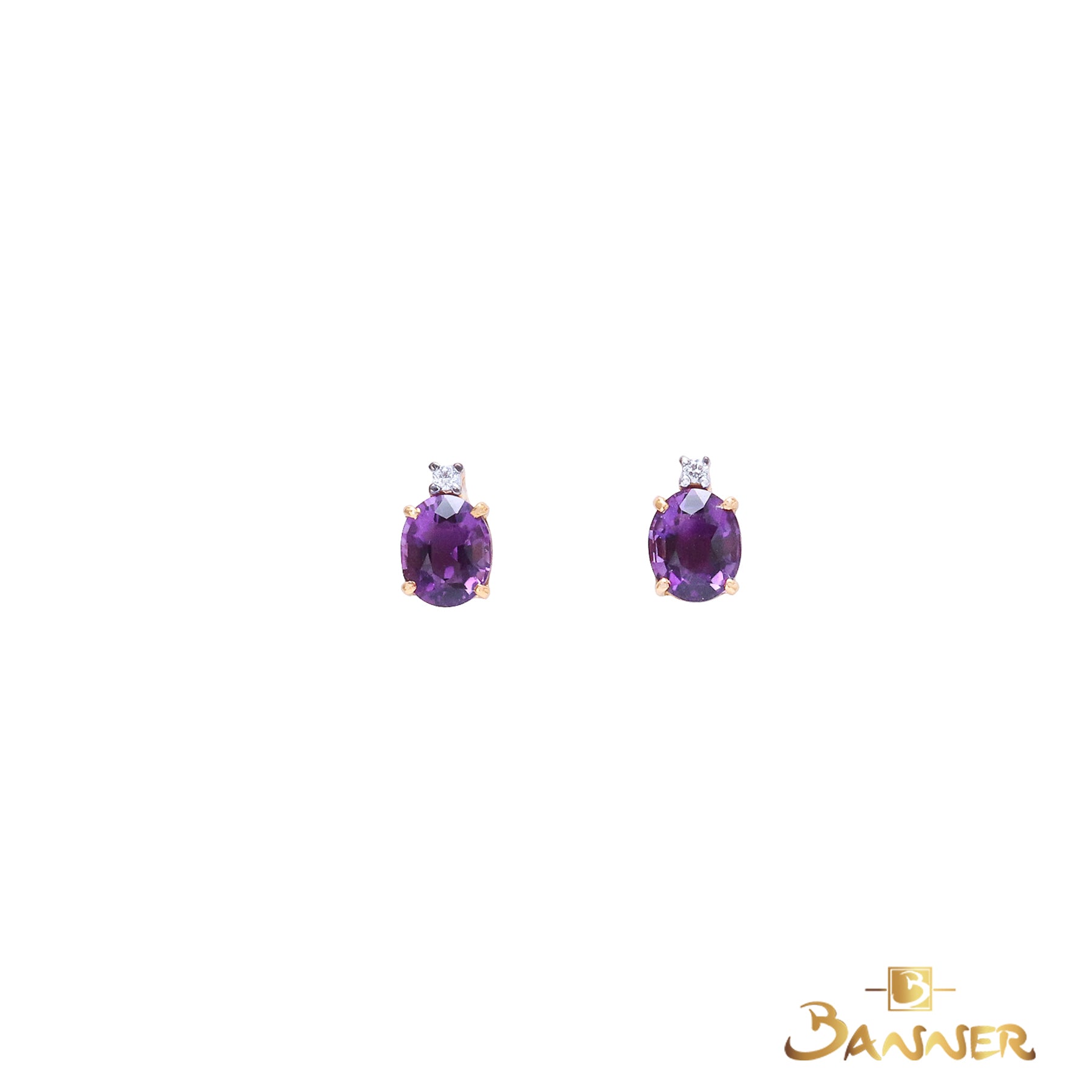Amethyst and Diamond Petite Earrings