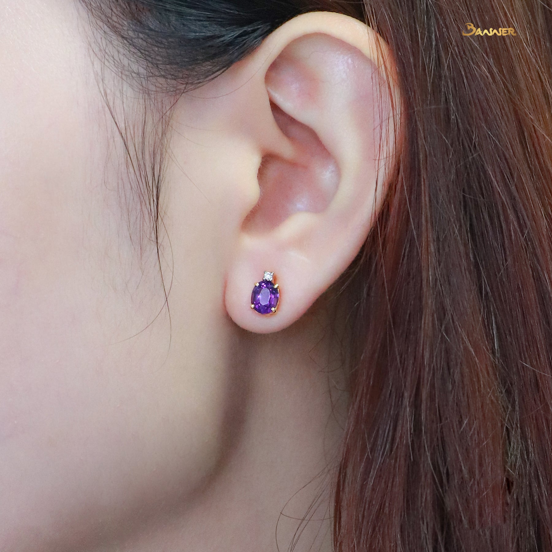 Amethyst and Diamond Petite Earrings