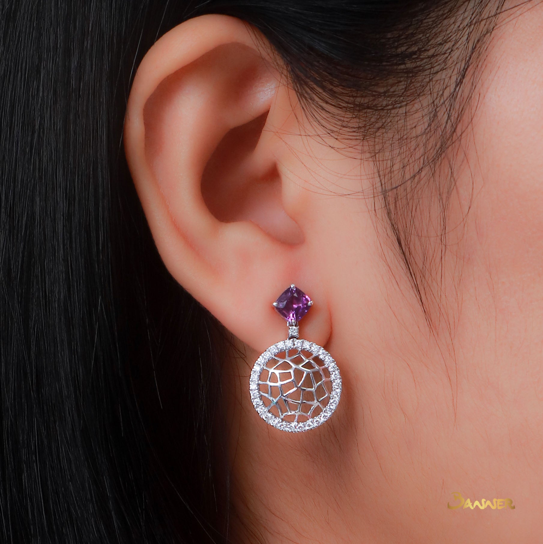 Amethyst and Diamond 2-way Earrings