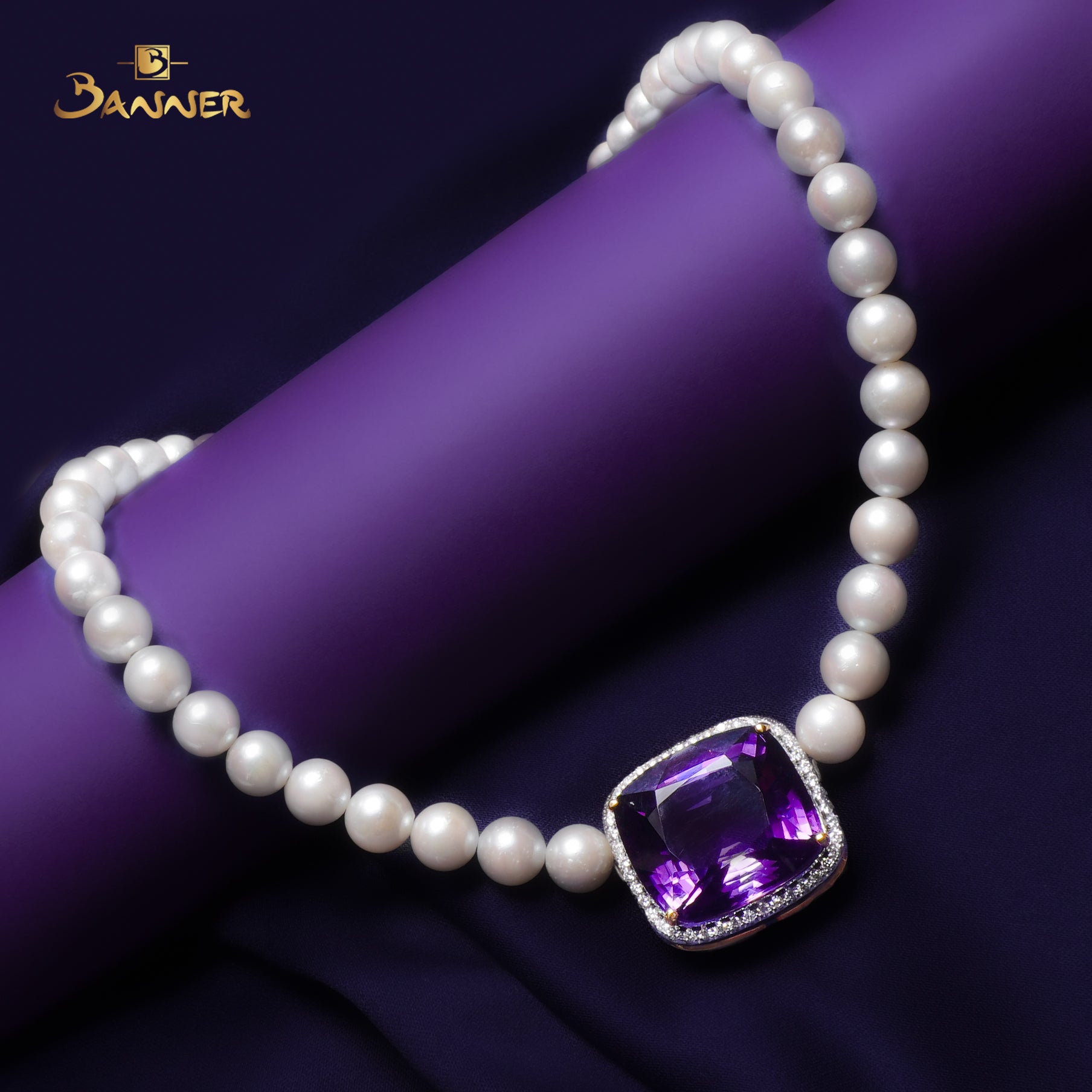 Amethyst, Pearl and Diamond Choker