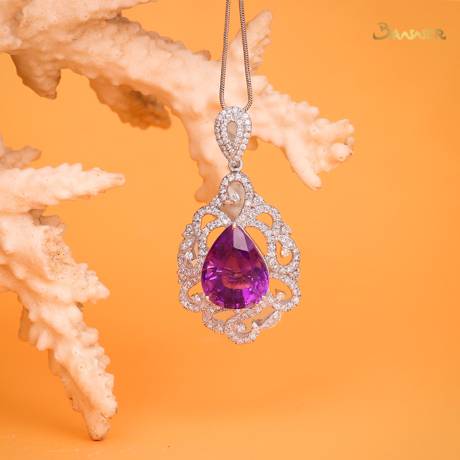 Amethyst and Diamond Pendant/ Brooch