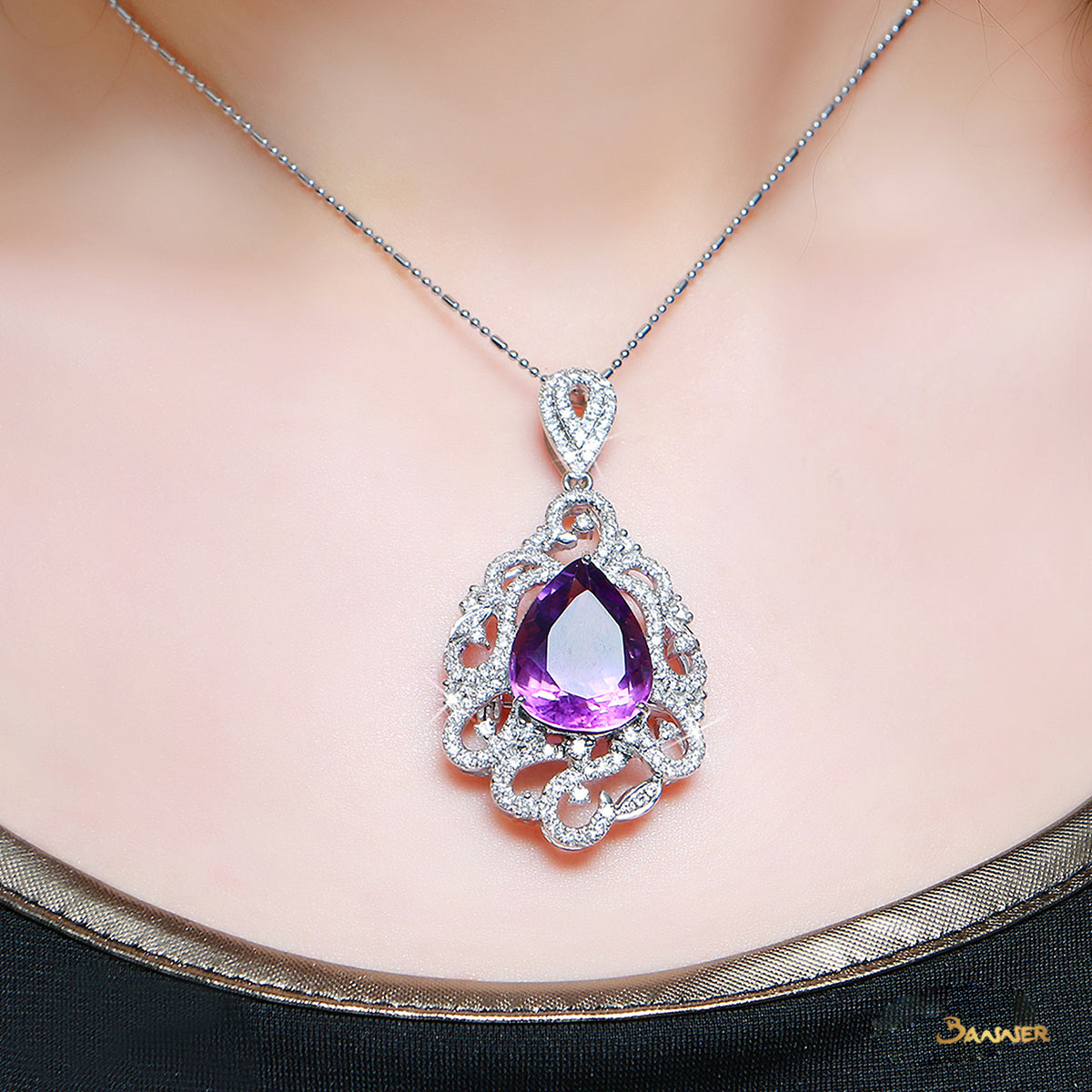 Amethyst and Diamond Pendant/ Brooch