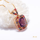 Amethyst and Multi-Colored Sapphire Pendant