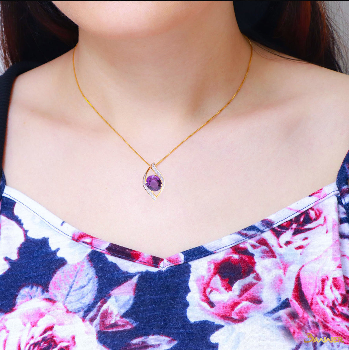 Amethyst and Diamond Myat-Lone Pendant