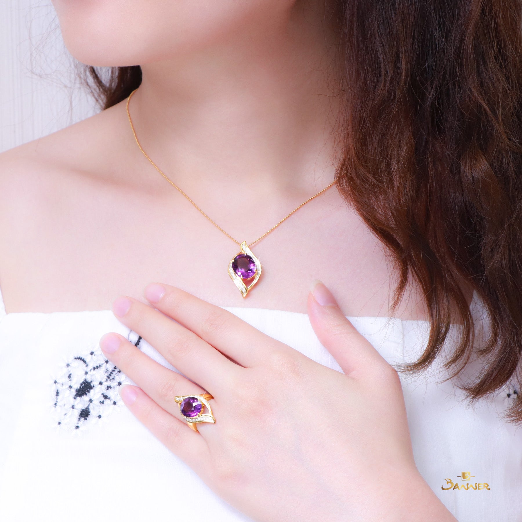 Amethyst and Diamond Myat-Lone Pendant