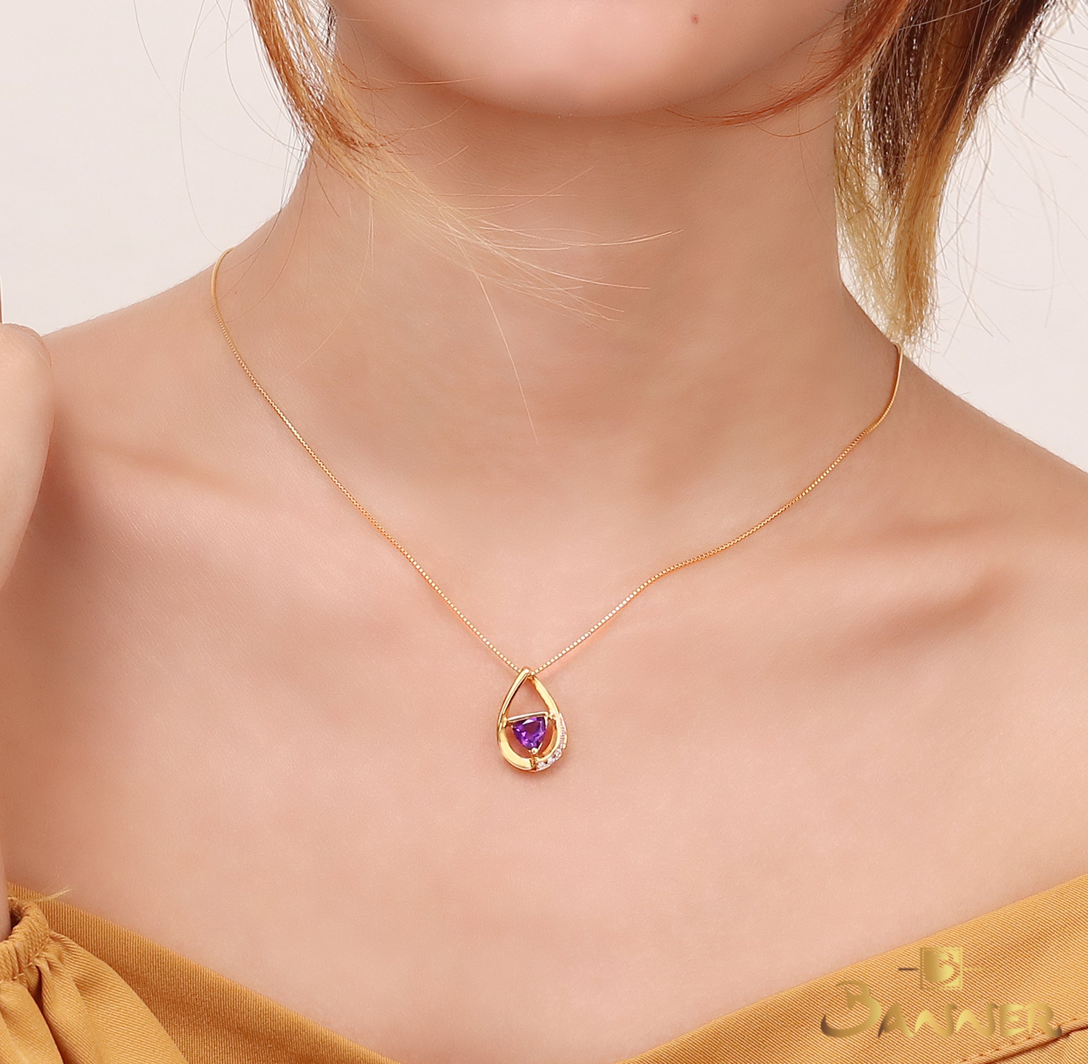 Trillion-cut Amethyst and Diamond Pendant