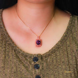 Amethyst and Ruby Double Halo Pendant