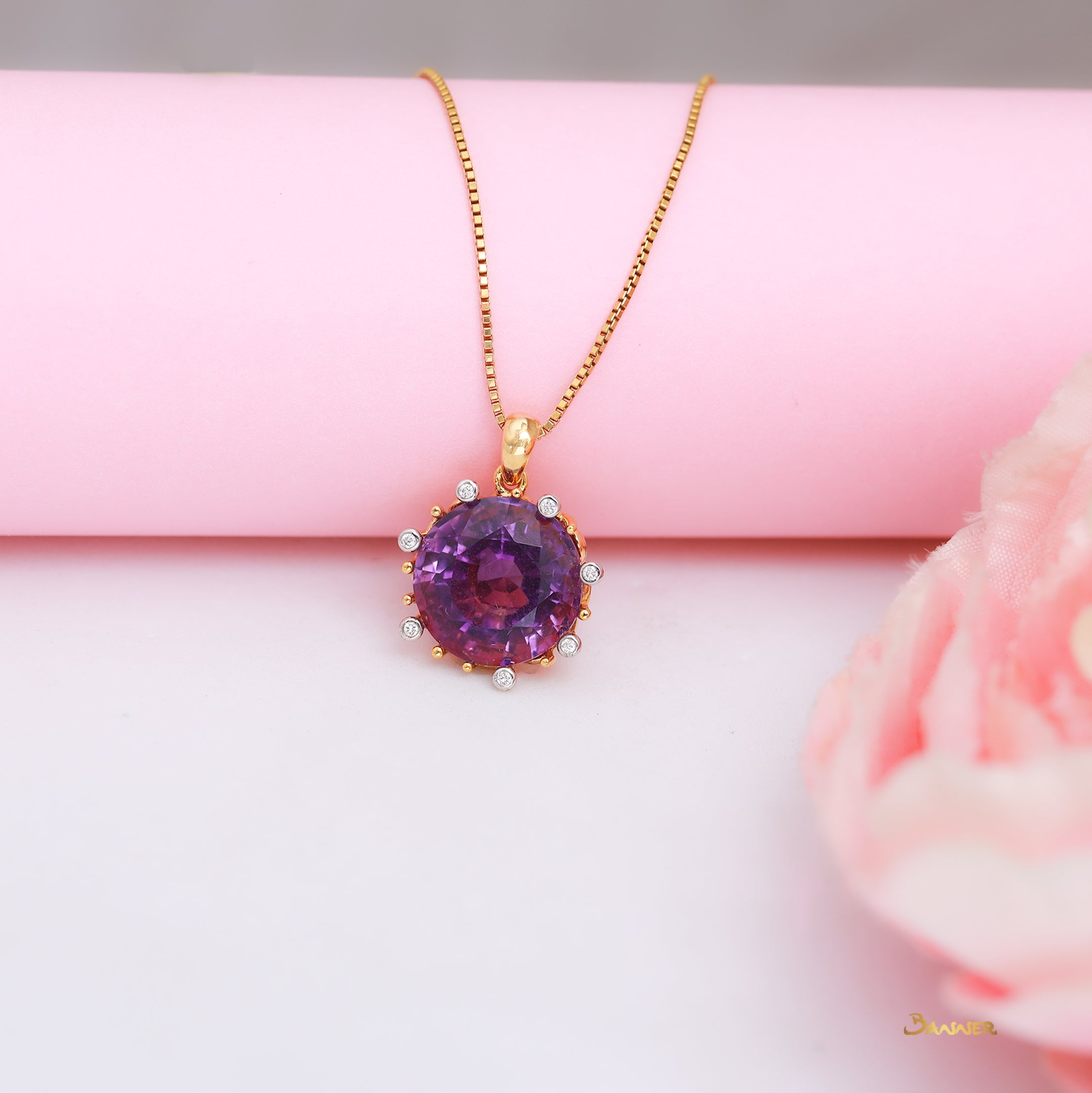 Amethyst and Diamond Pendant