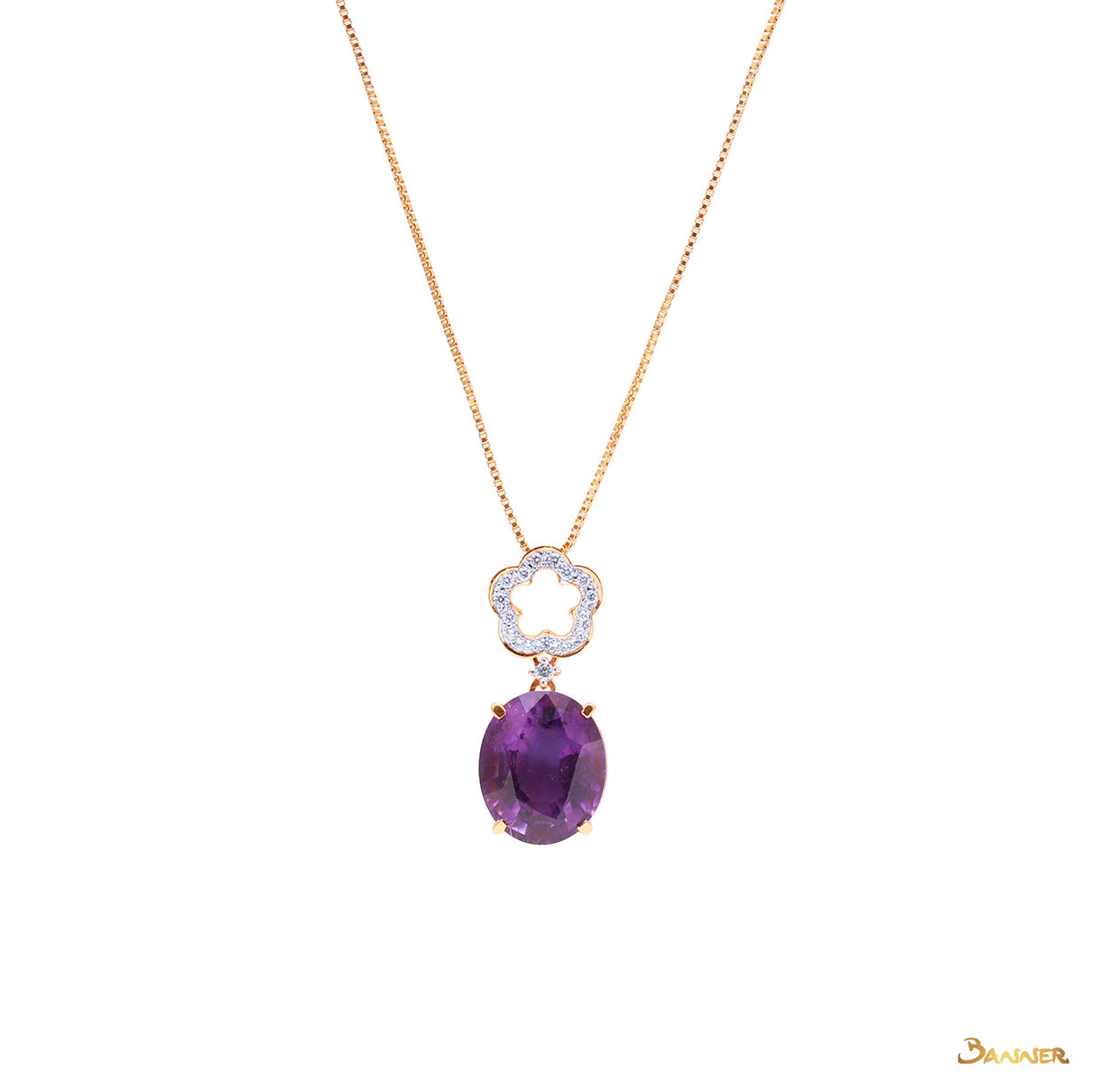 Amethyst and Diamond Floral Pendant