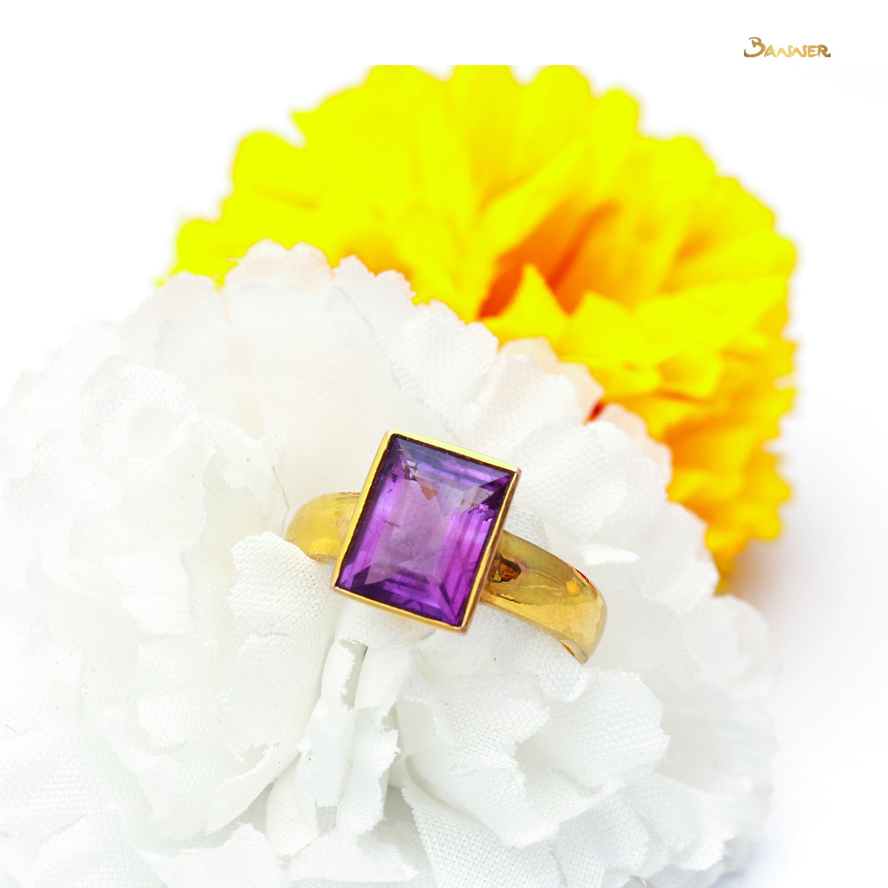 Emerald-cut Amethyst Ring