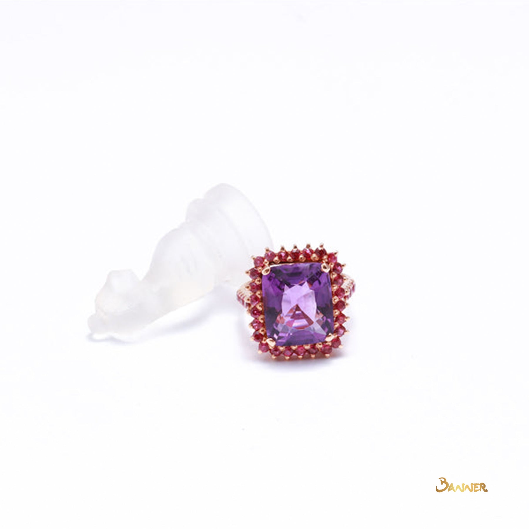 Cushion-cut Amethyst and Ruby Ring