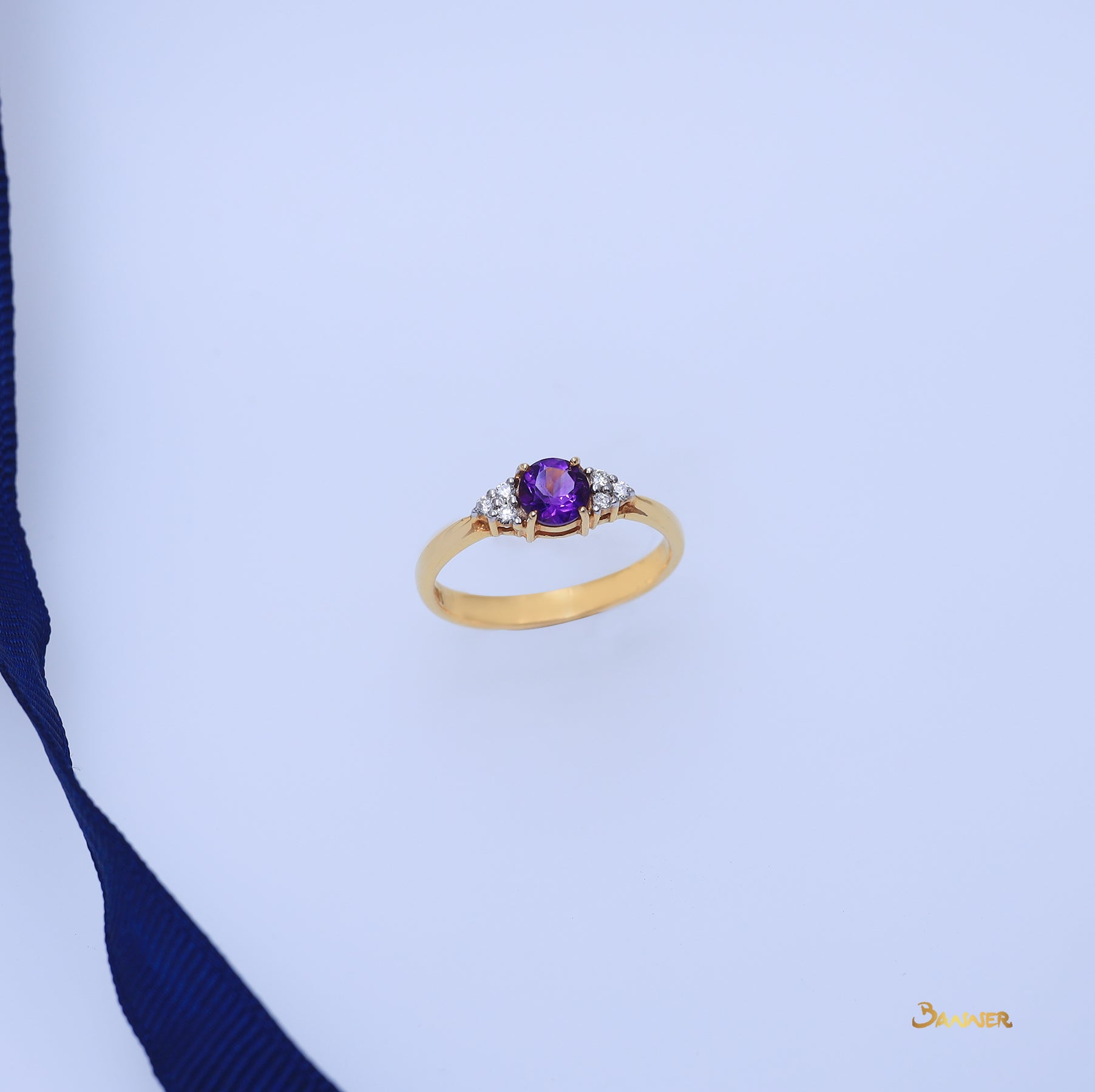 Amethyst and Diamond Petite Ring