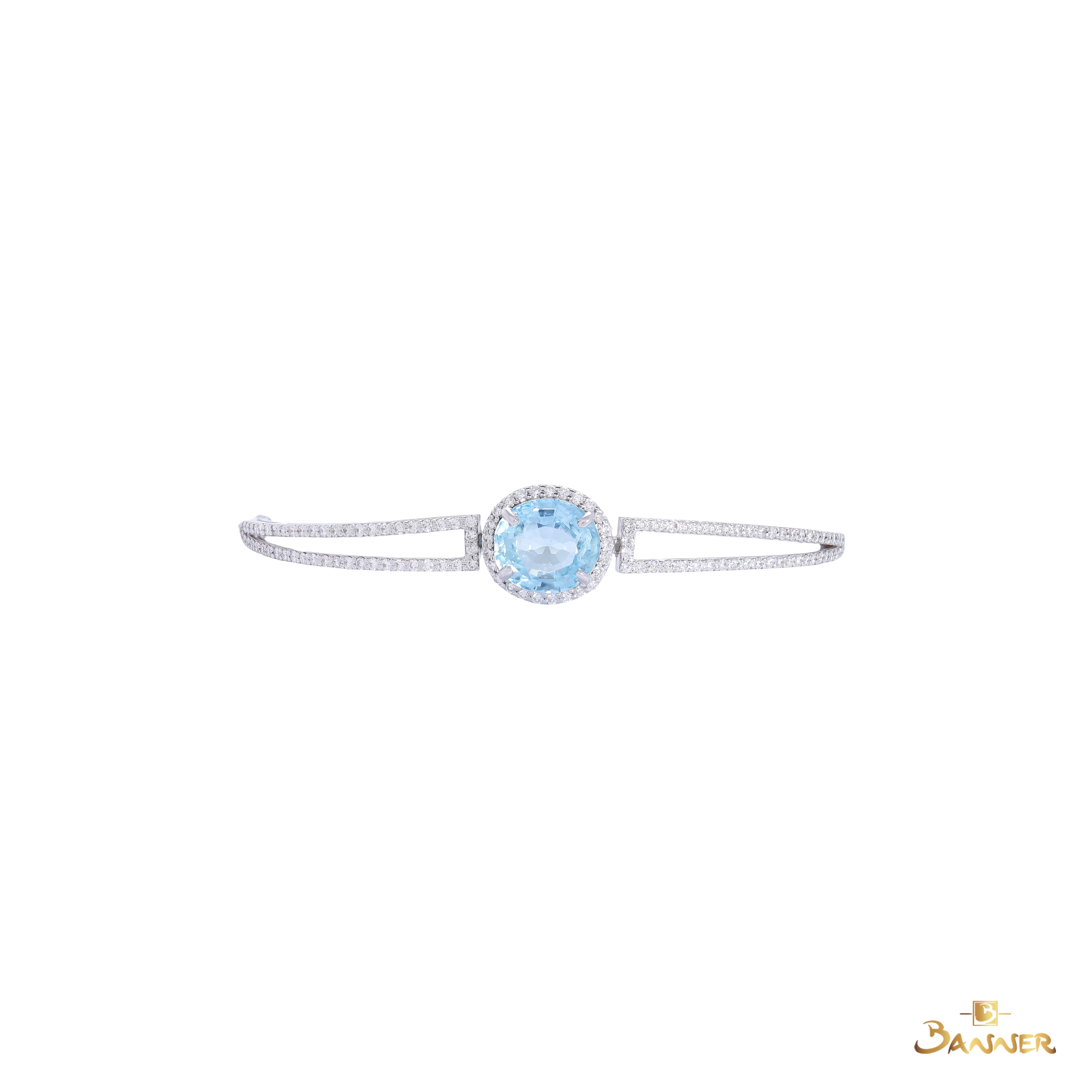Aquamarine and Diamond Halo Bracelet