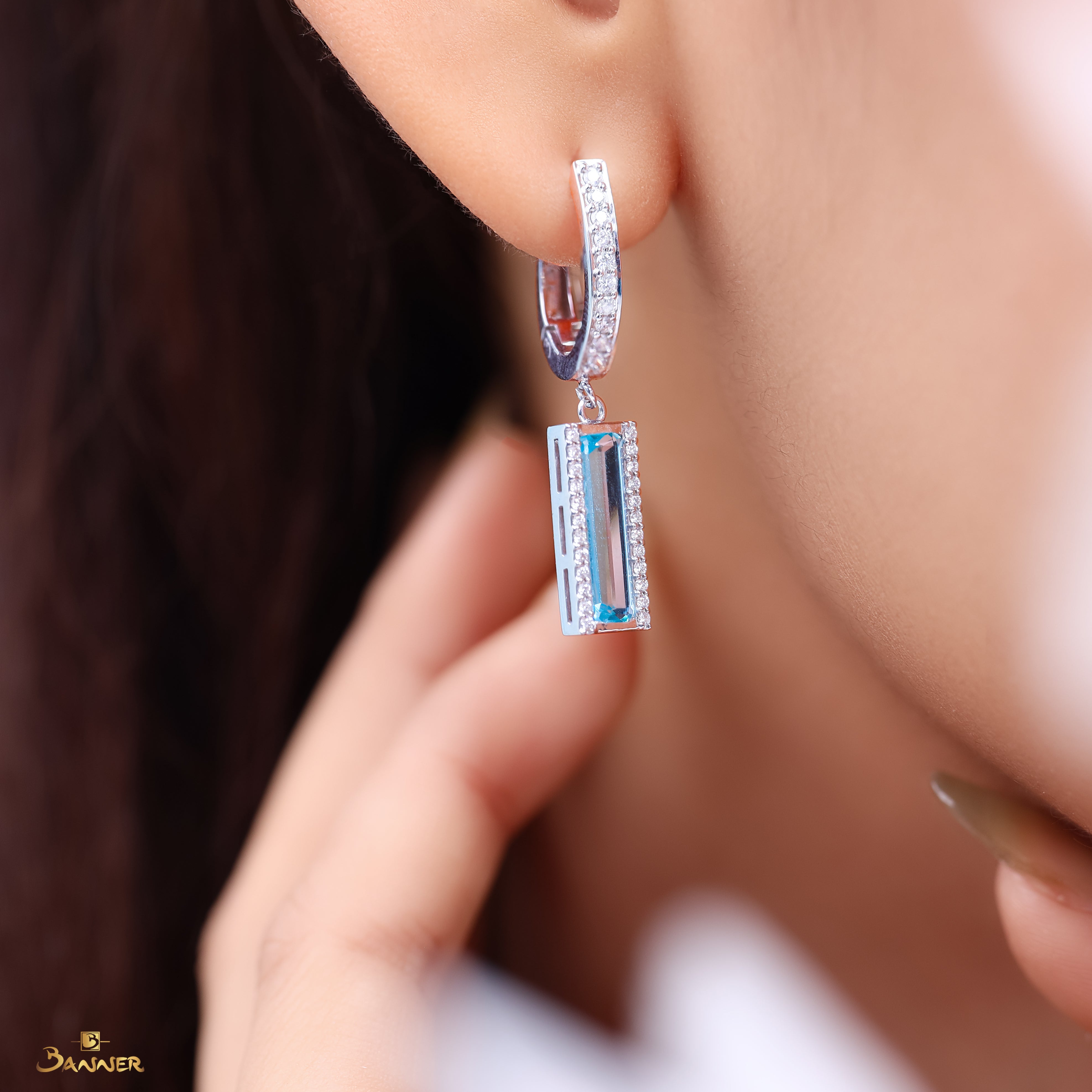 Aquamarine and Diamond Icy Radiance Earrings
