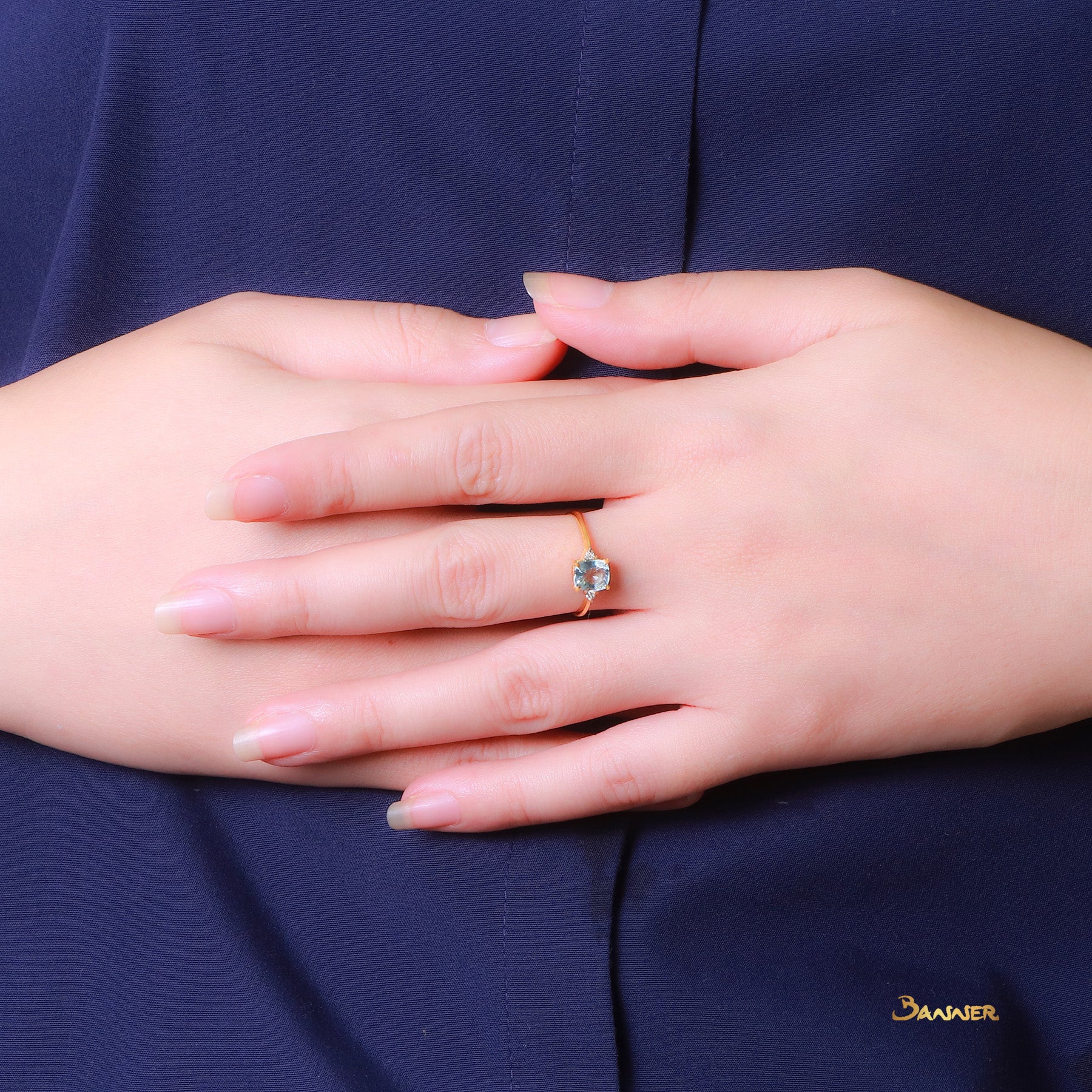 Aquamarine and Diamond Ring