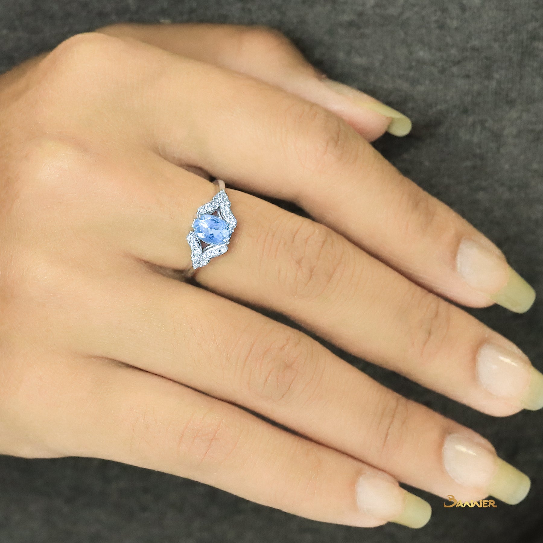 Aquamarine and Diamond Ring